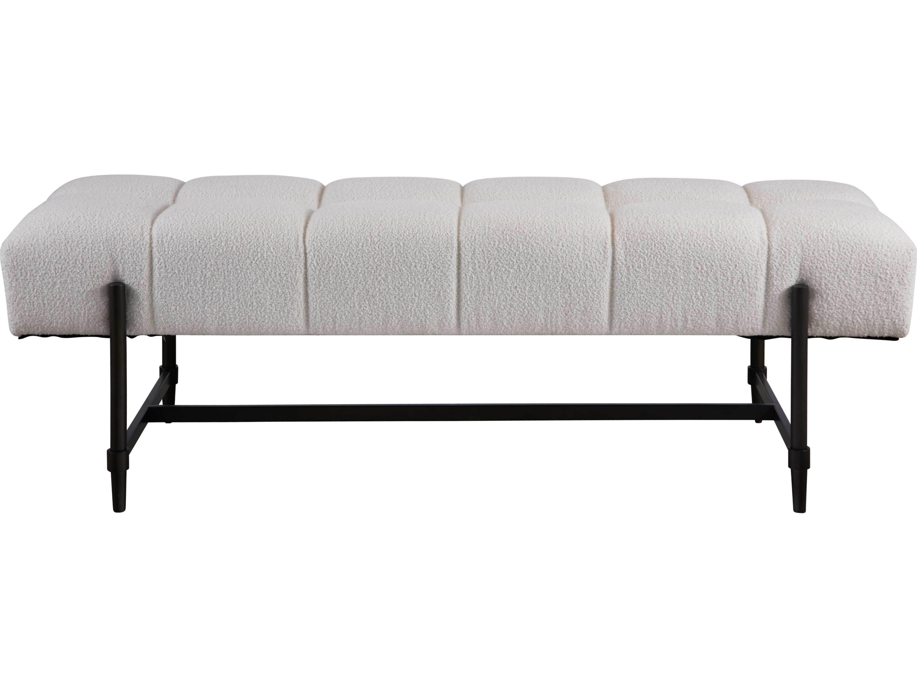 Universal Furniture Coalesce Canberra Ivory Soft Matte Black White Upholstered Accent Bench