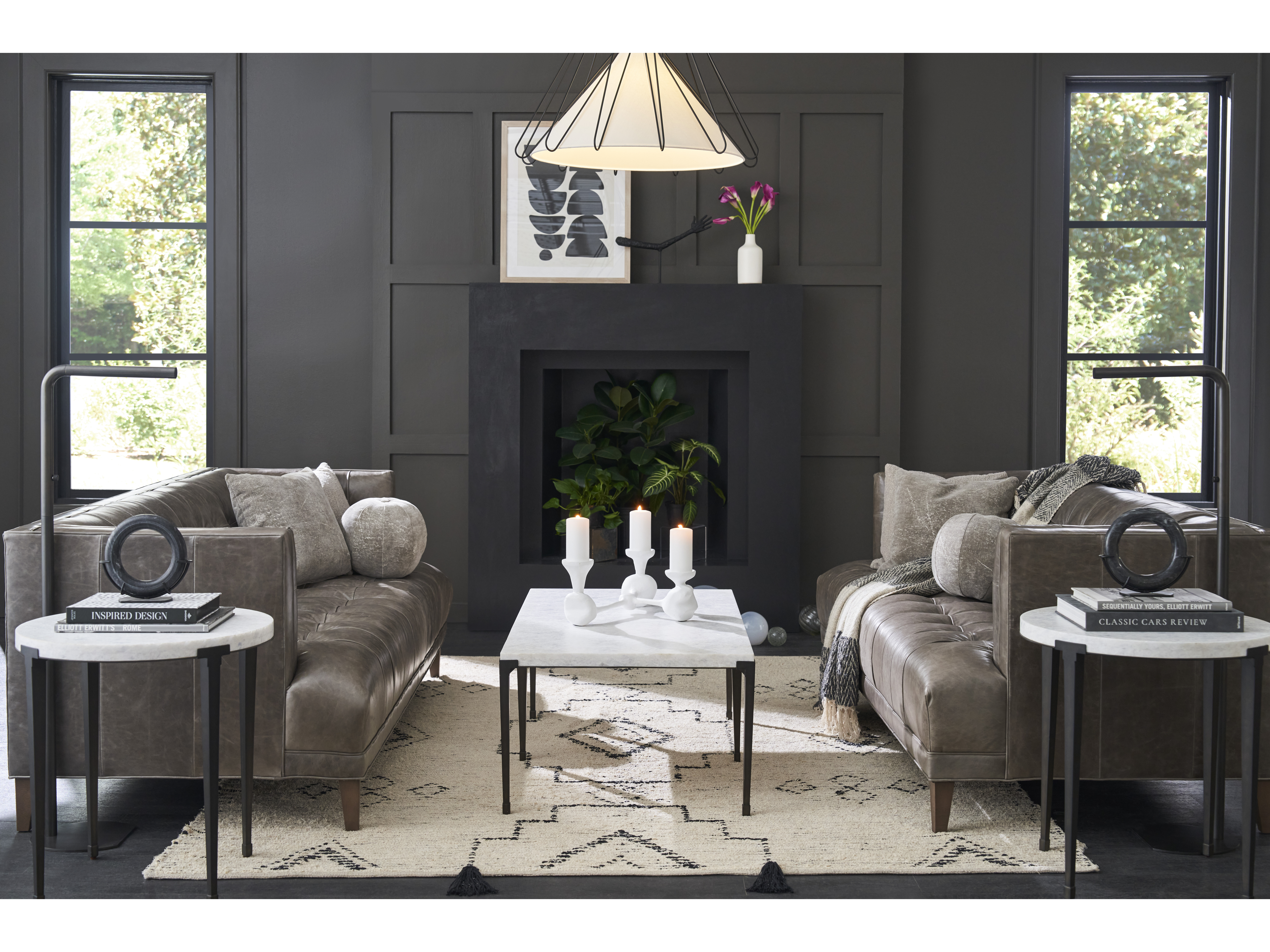 Universal Furniture Coalesce Floyd Round Marble Soft Matte Black End Table