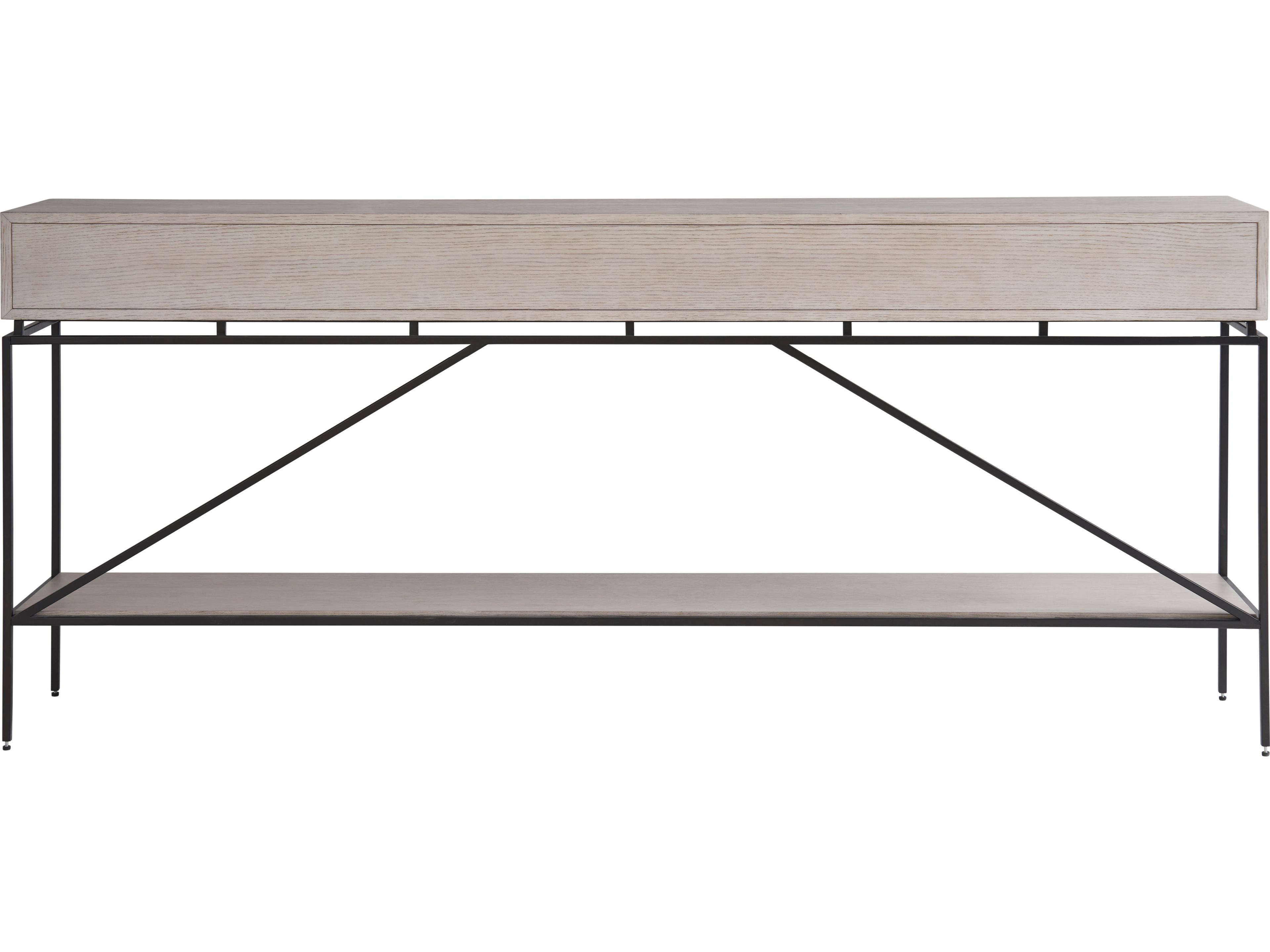 Universal Furniture Coalesce Barber Rectangular Wood Rolling Fog Console Table