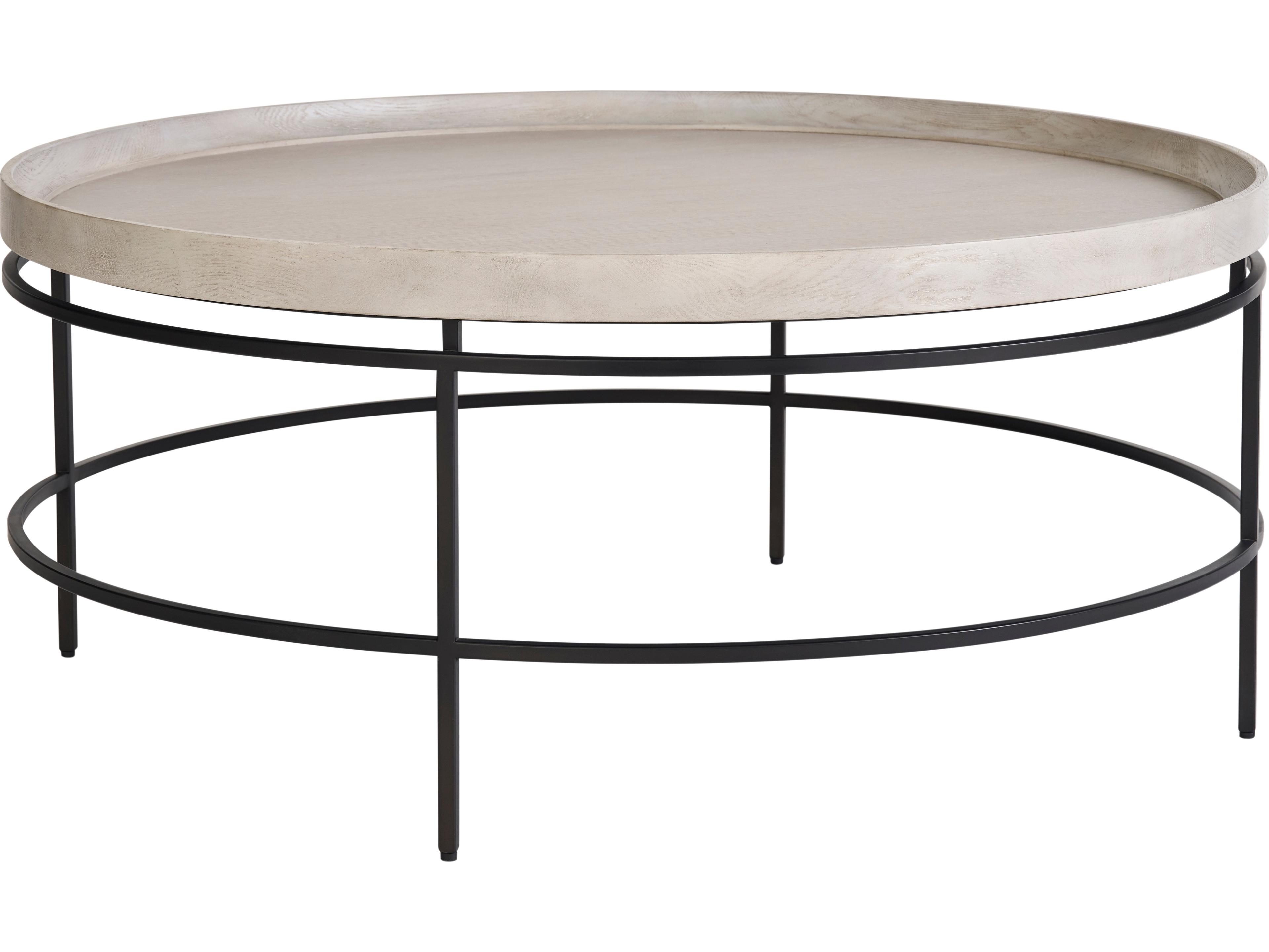 Universal Furniture Coalesce Tray Top Round Wood Rolling Fog Cocktail Table