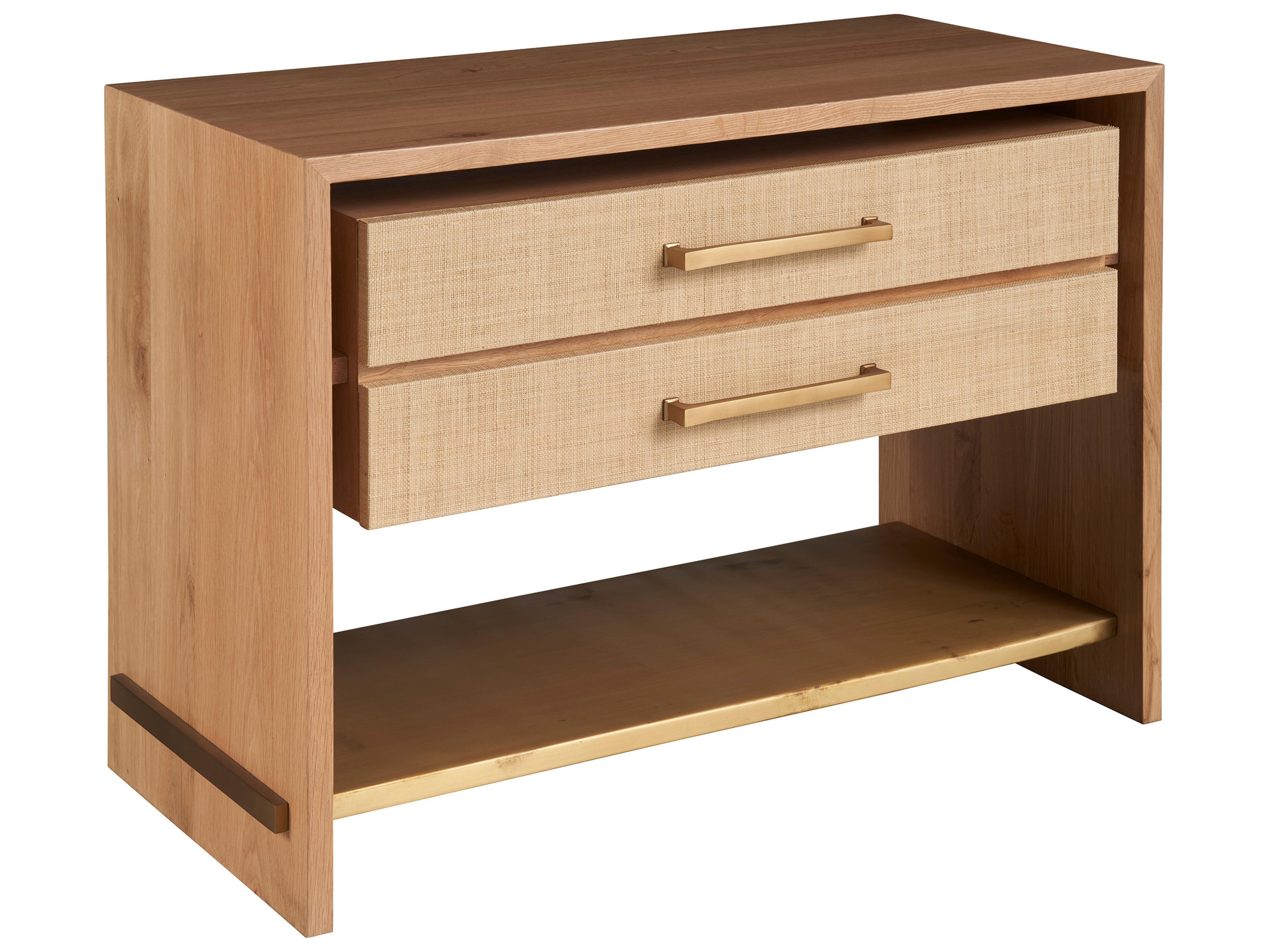 Universal Furniture Modern Oak and Rafiia Jonah Nighstand