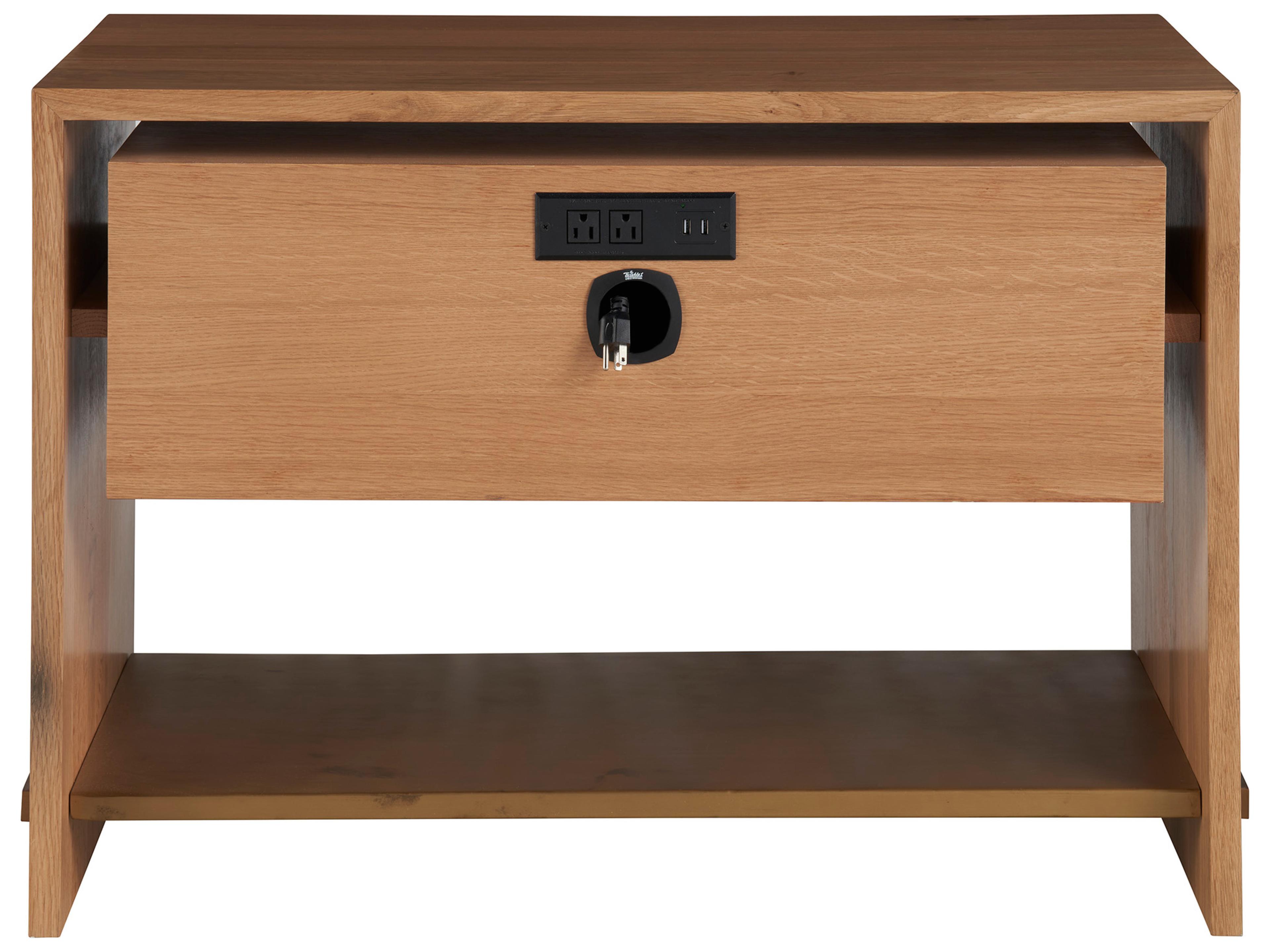 Universal Furniture Modern Oak and Rafiia Jonah Nighstand