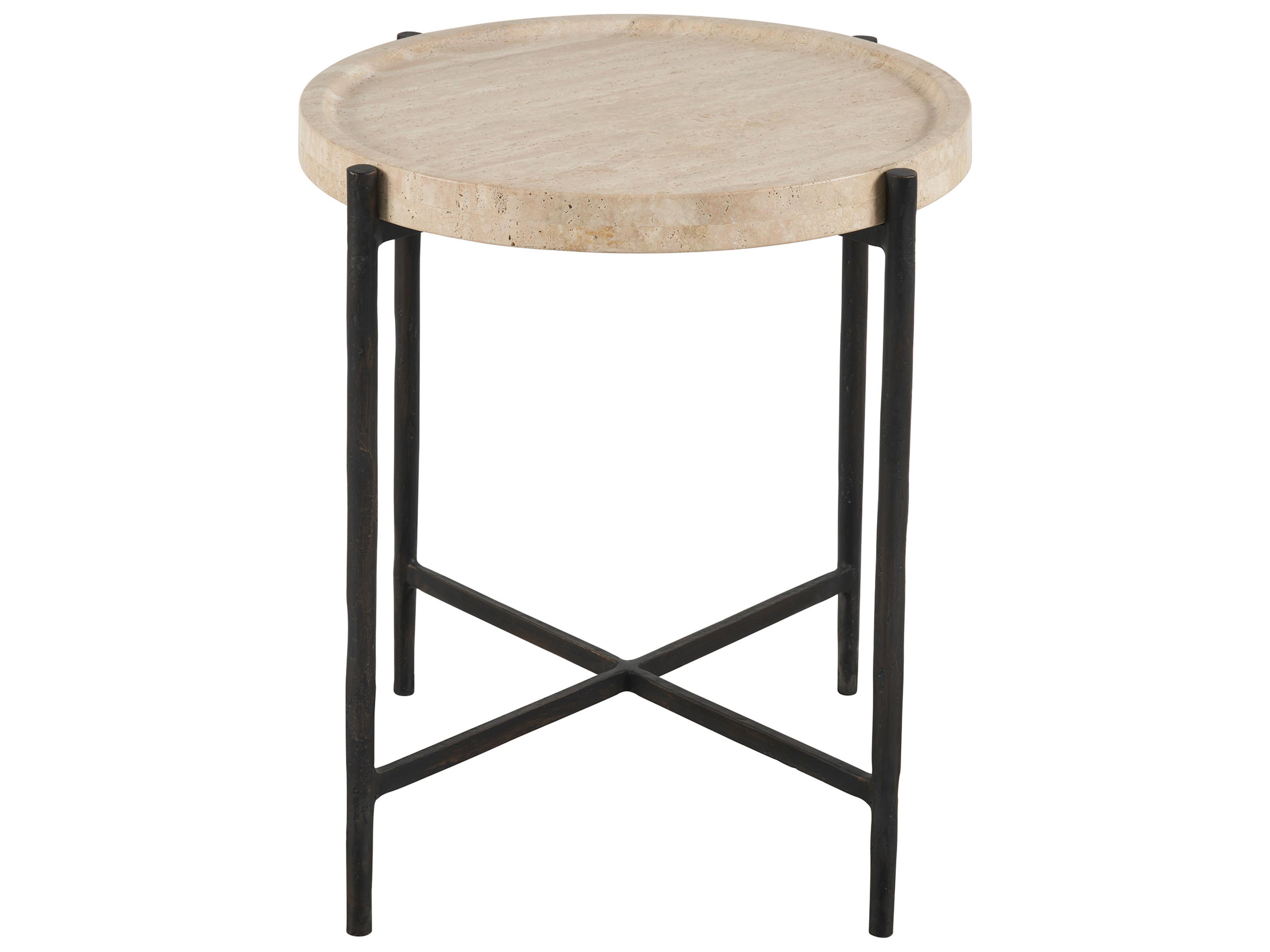 Universal Furniture Modern Travertine/bronze Theron Round End Table