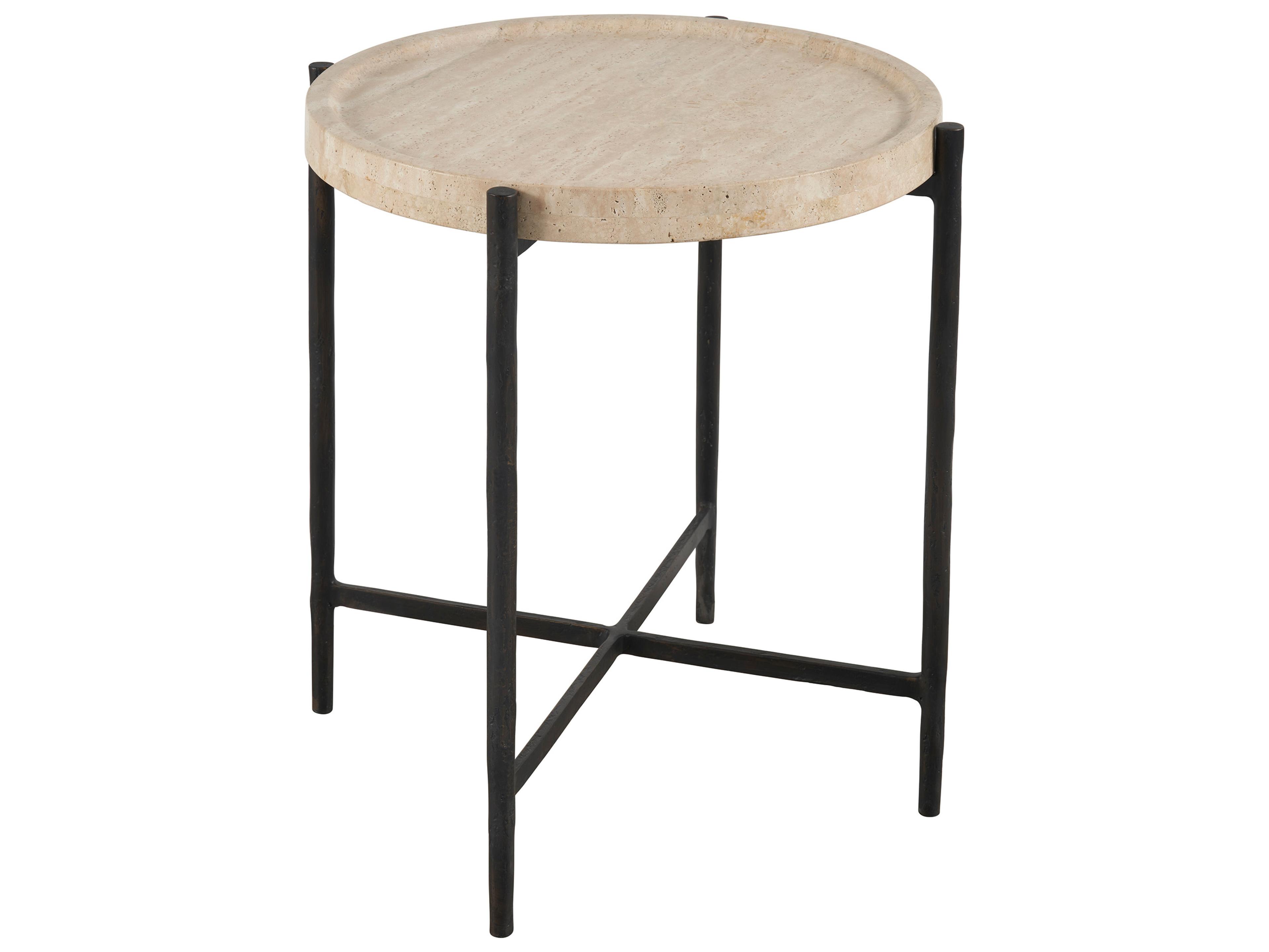 Universal Furniture Modern Travertine/bronze Theron Round End Table
