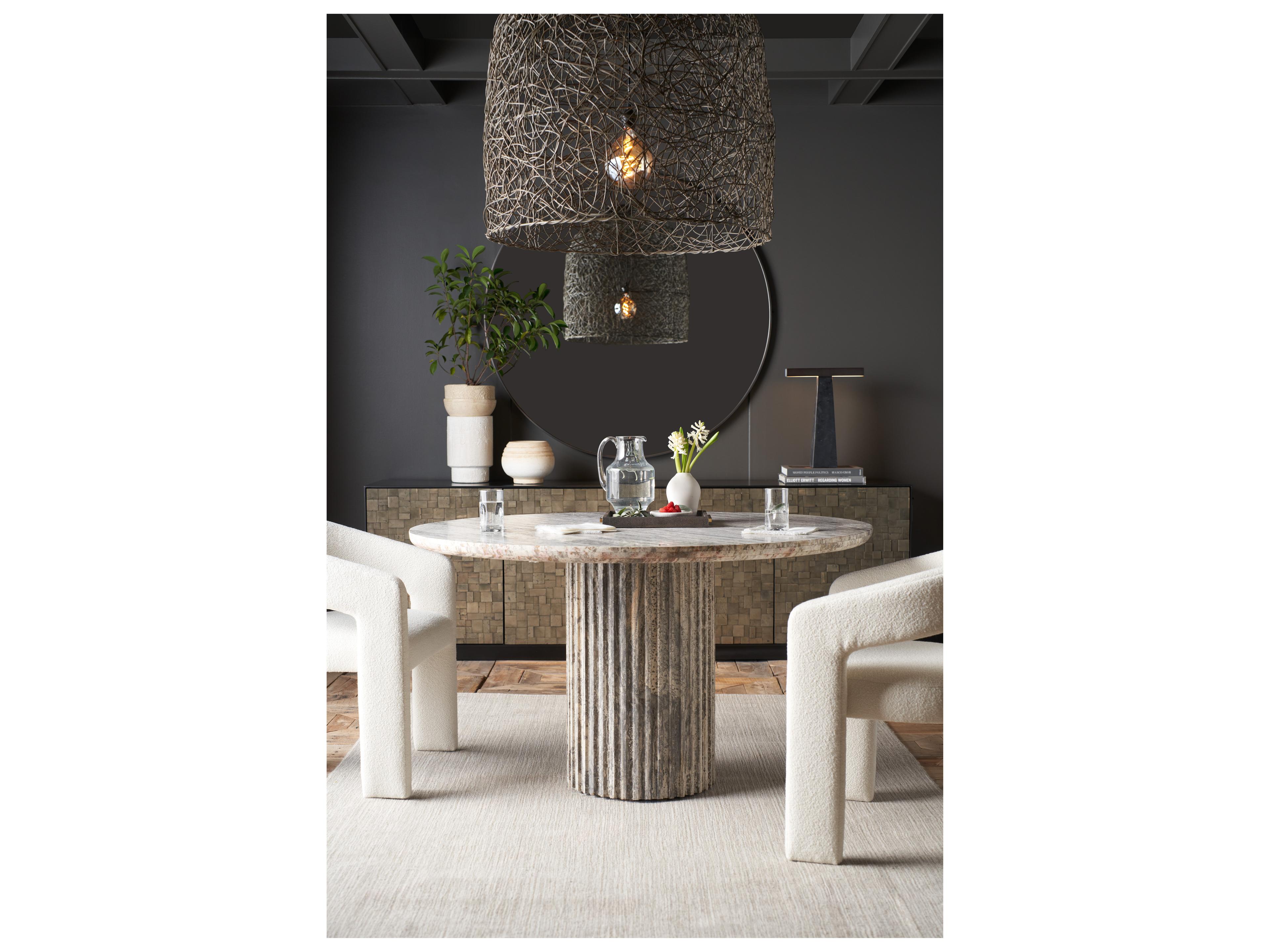 Universal Furniture Modern White Travertine Meadow Dining Table