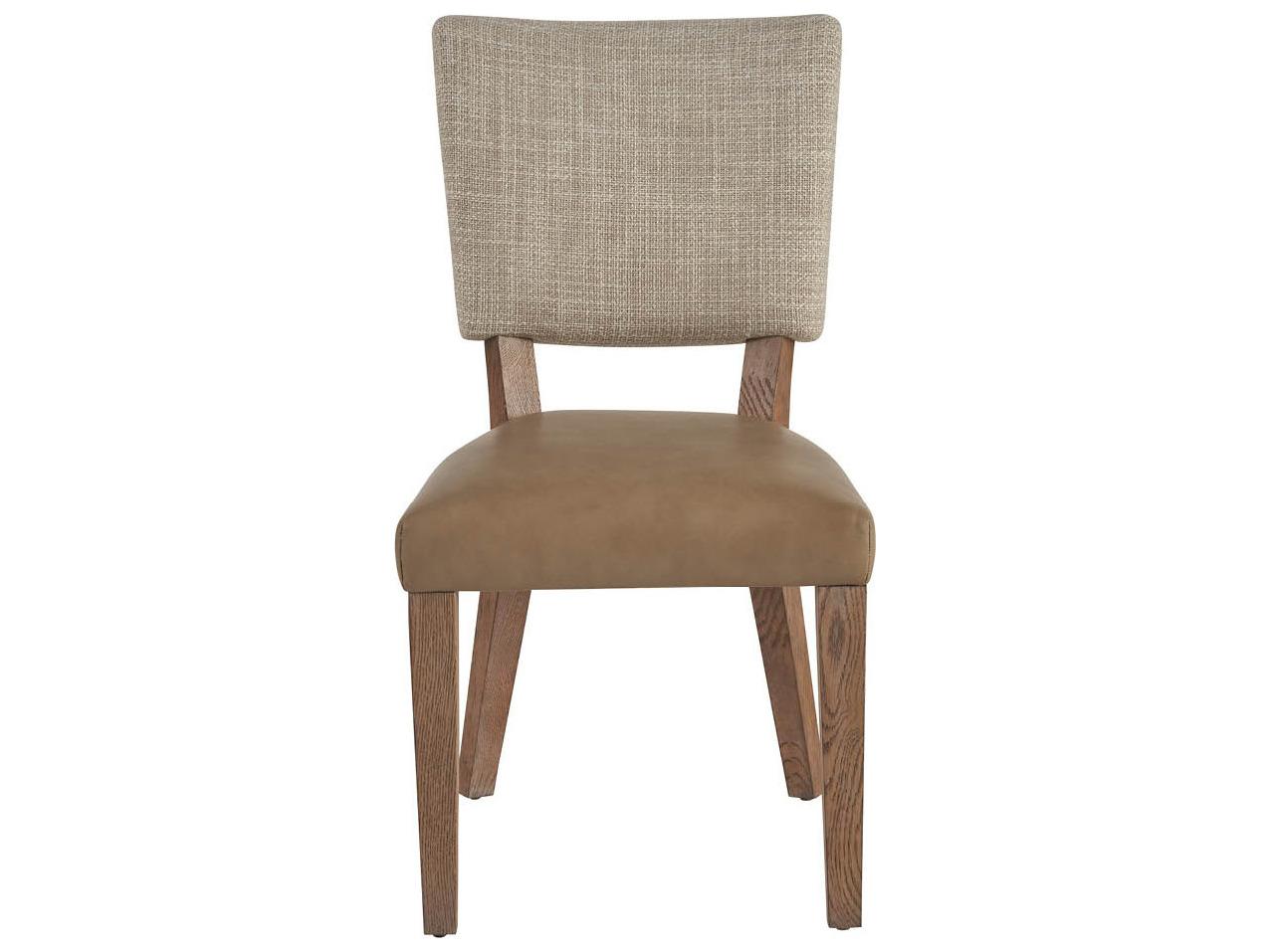 Universal Furniture Griffith Park Oak Wood Brown Leather Armless Dining Chair