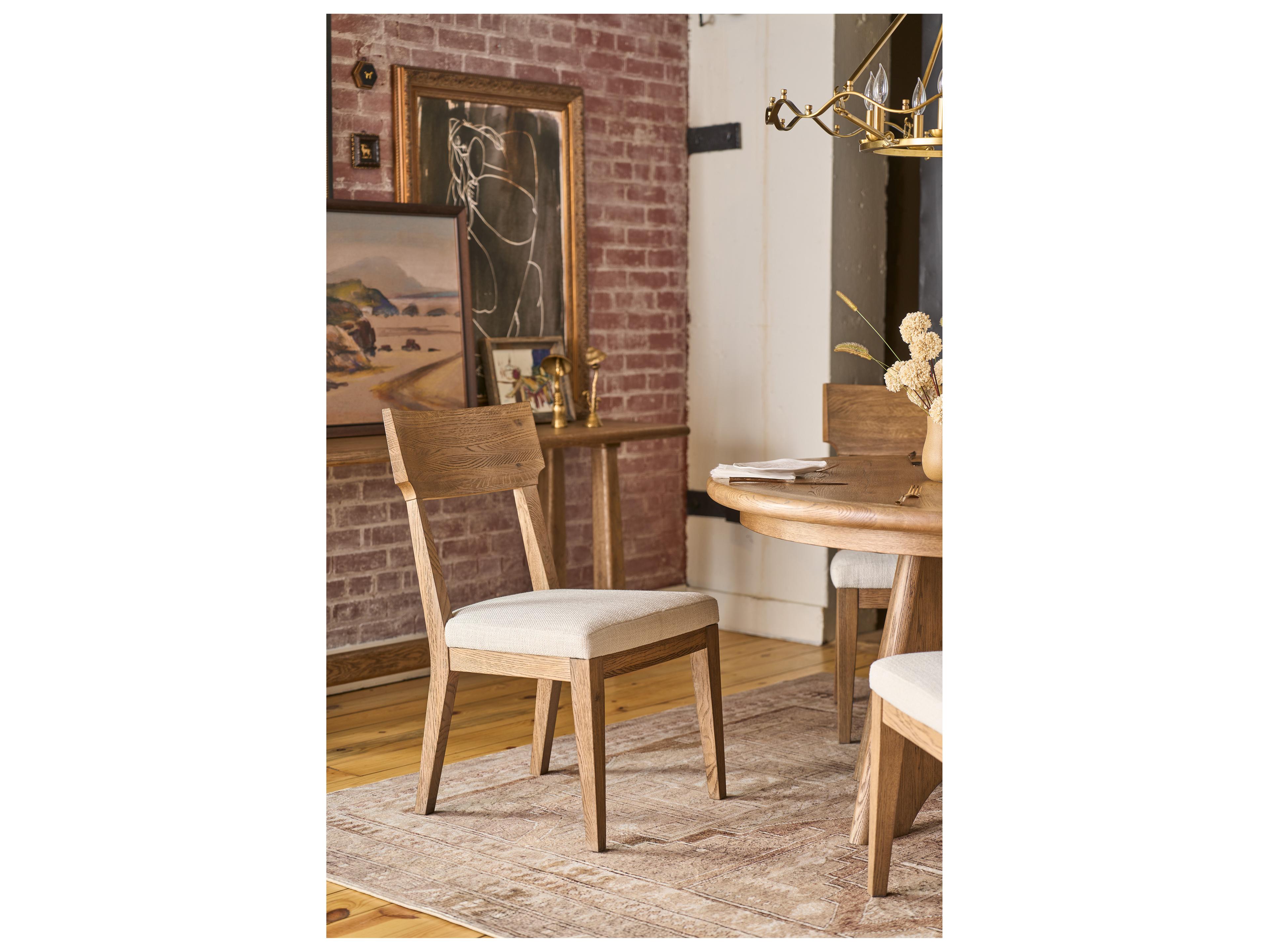 Universal Furniture Griffith Park Oak Wood Brown Upholstered Armless Dining Chair