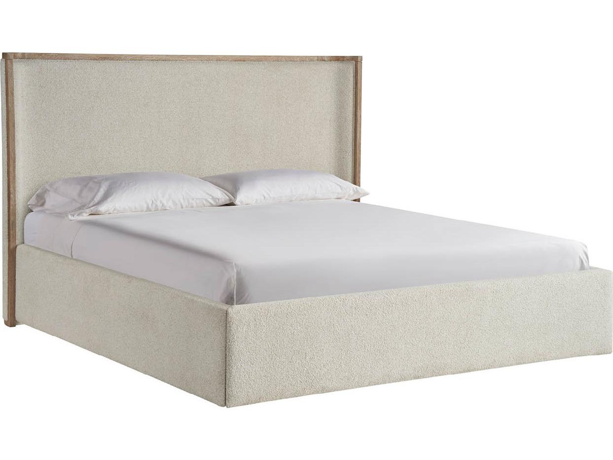 Universal Furniture Avaline Beige Oak Wood Upholstered Queen Panel Bed