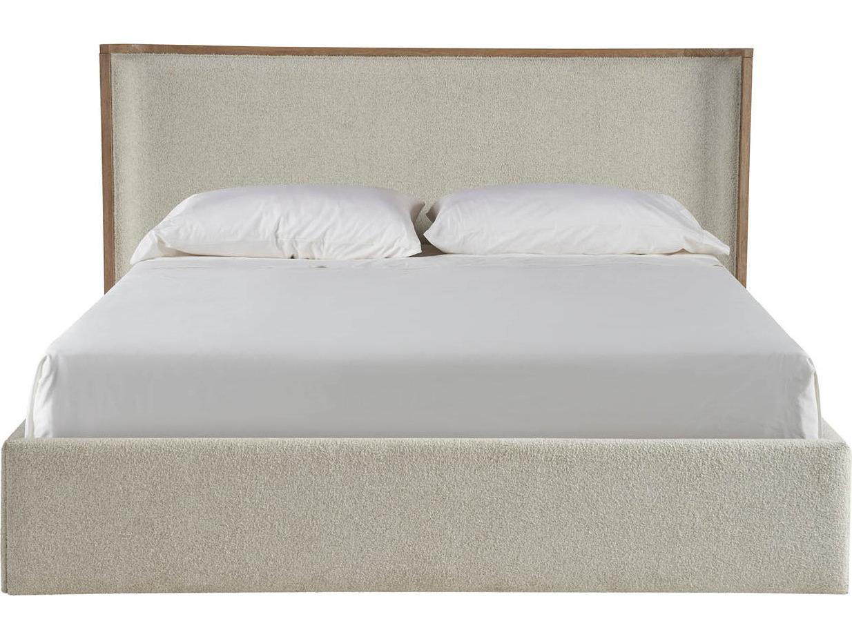 Universal Furniture Avaline Beige Oak Wood Upholstered King Panel Bed