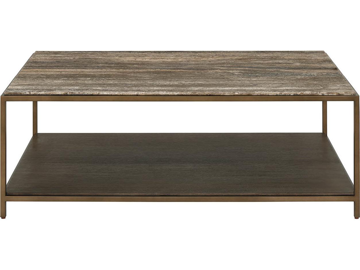 Universal Furniture Montclair Rectangular Wood Smioked Gold And Travertine Coffee Table