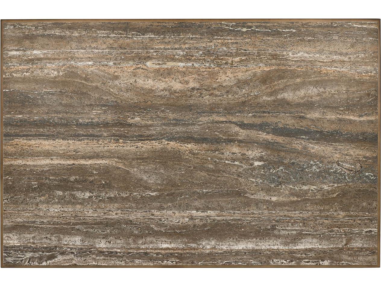 Universal Furniture Montclair Rectangular Wood Smioked Gold And Travertine Coffee Table