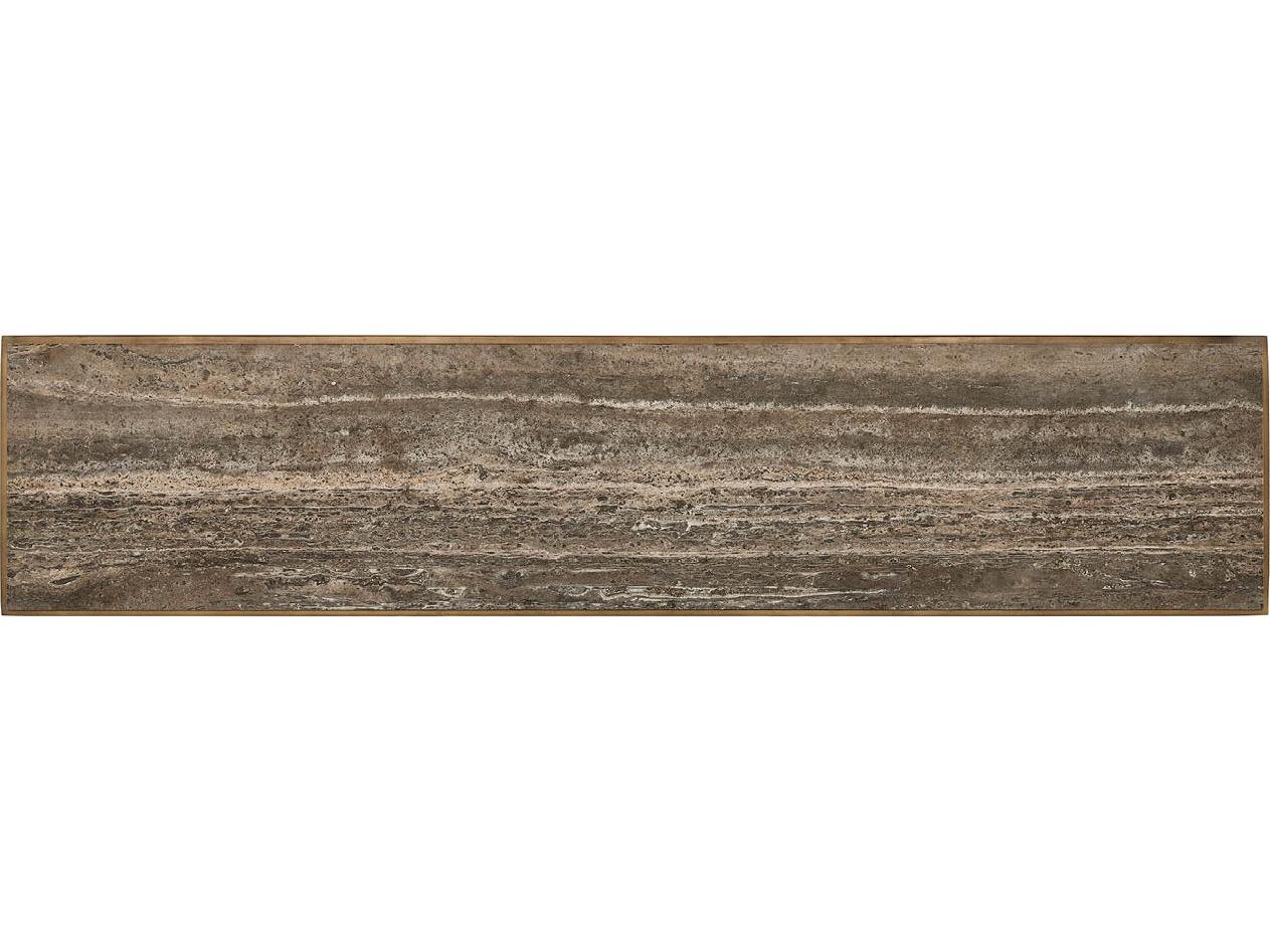 Universal Furniture Montclair Rectangular Wood Smioked Gold And Travertine Console Table