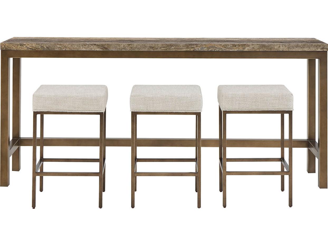 Universal Furniture Montclair Rectangular Wood Smioked Gold And Travertine Console Table