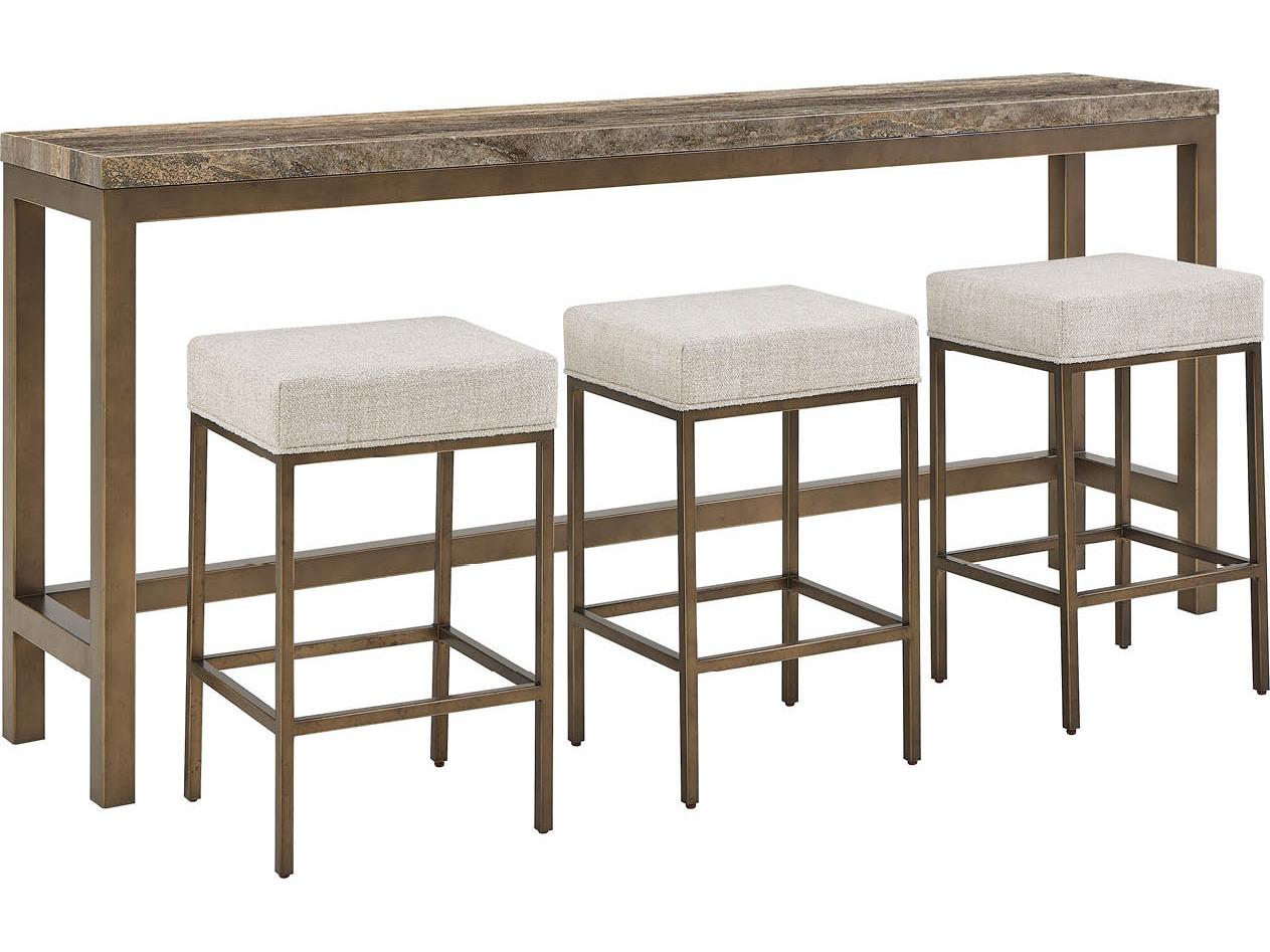 Universal Furniture Montclair Rectangular Wood Smioked Gold And Travertine Console Table