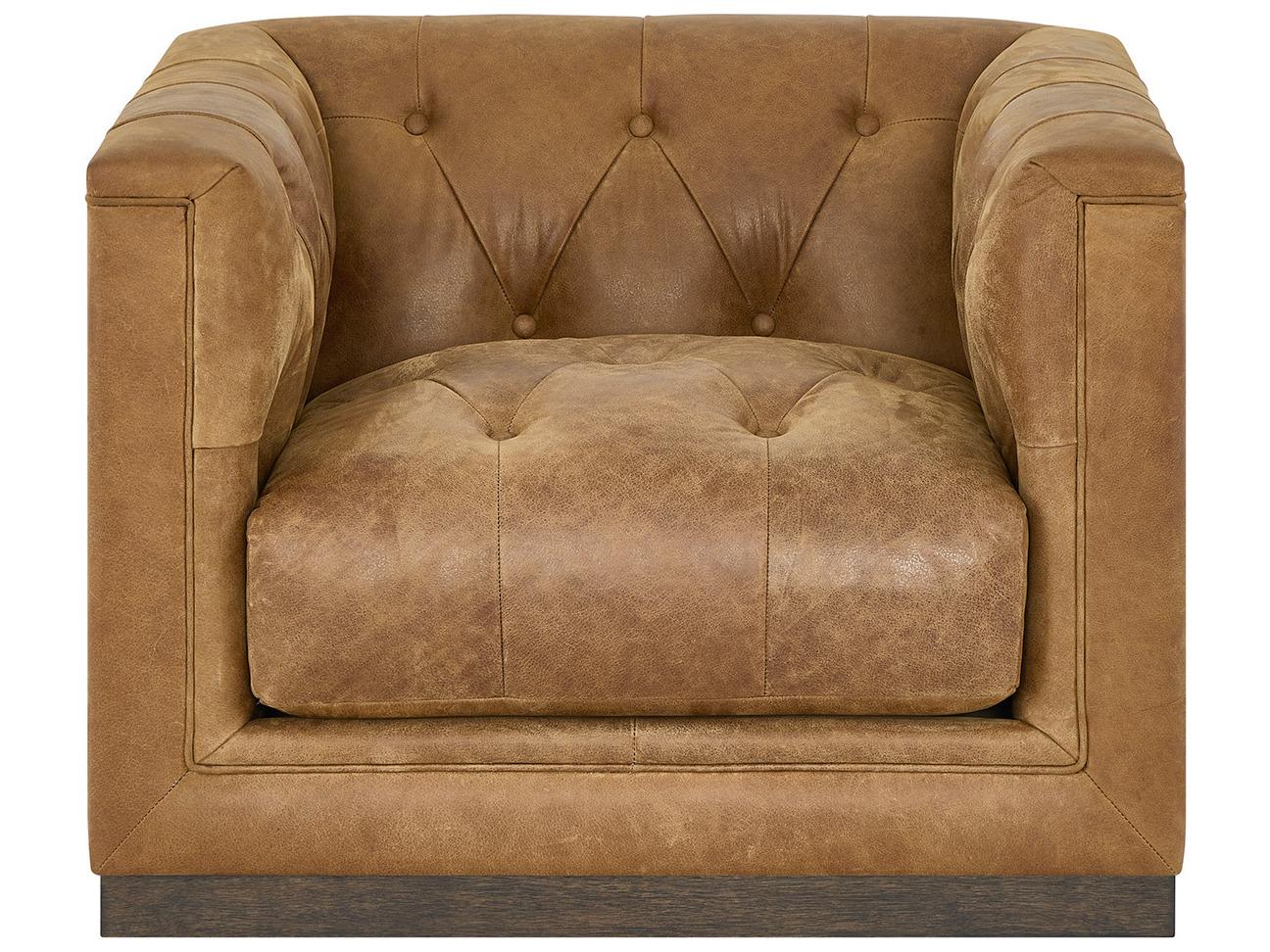 Universal Furniture Quinn Swivel Brown Leather Accent Chair