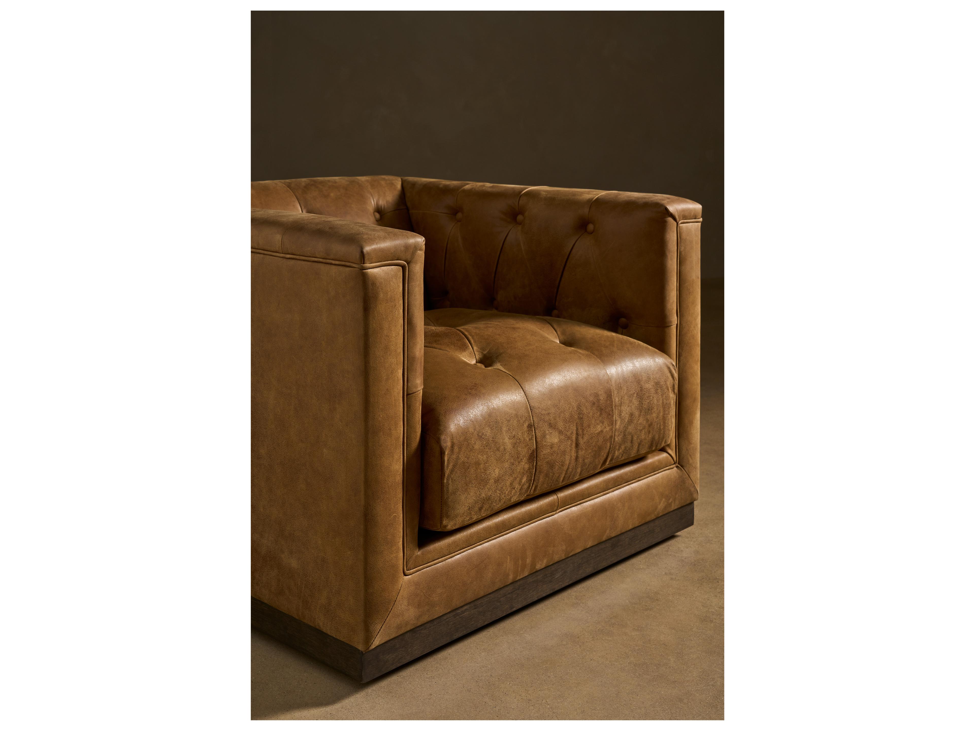 Universal Furniture Quinn Swivel Brown Leather Accent Chair