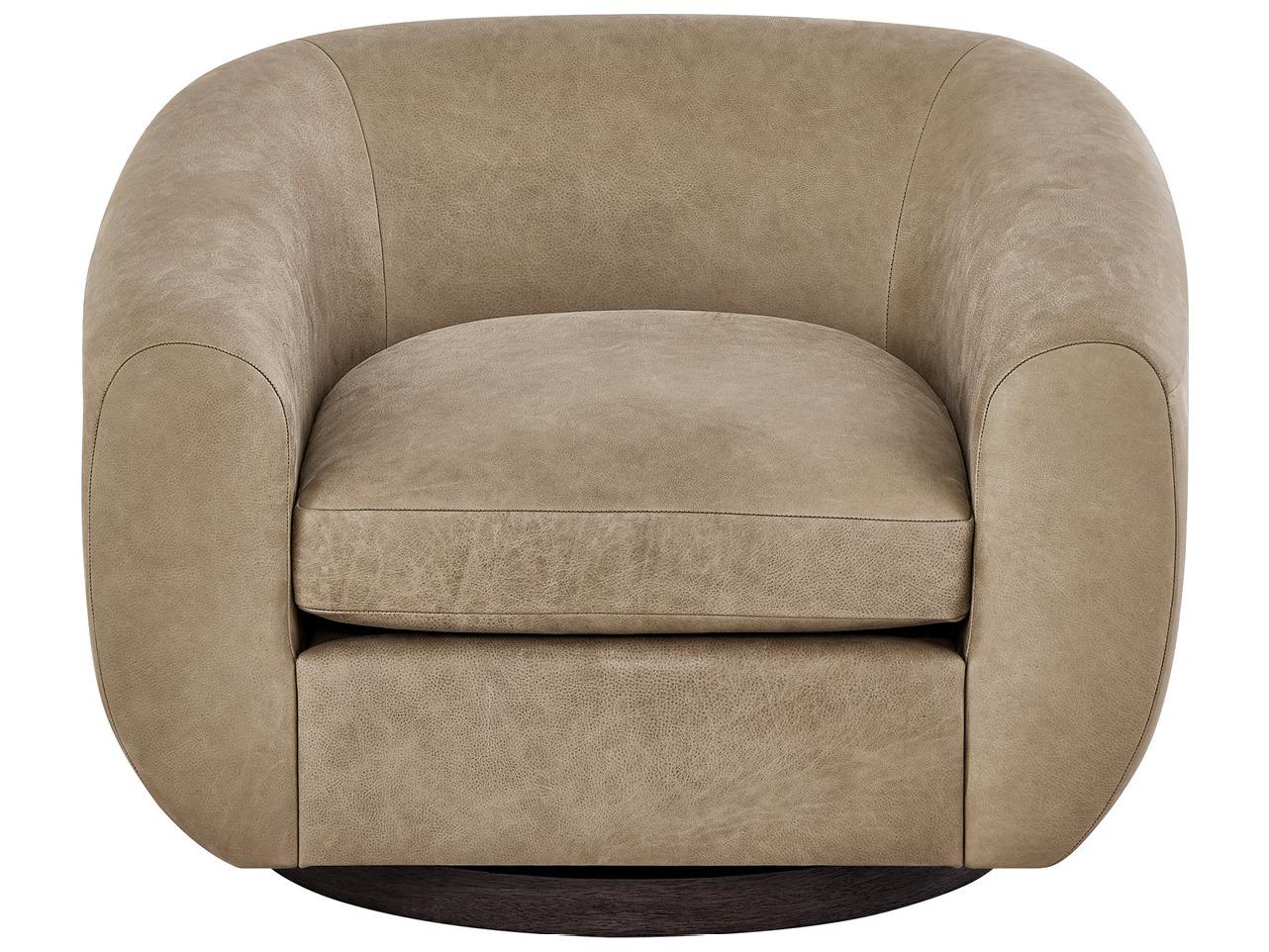 Universal Furniture Fitz Swivel Tan Leather Club Chair