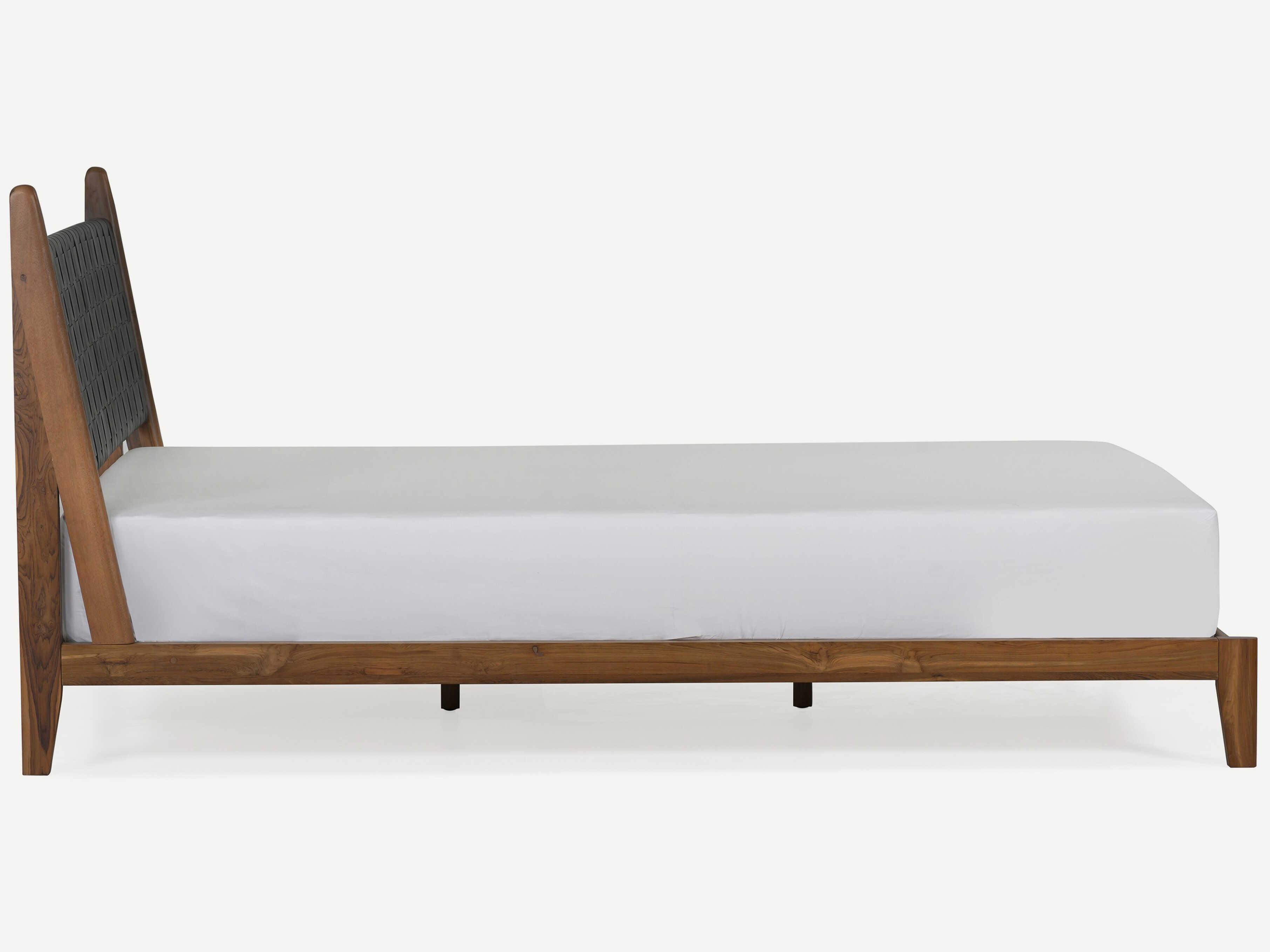 Union Home Cove Porto Natural Brown Oak Wood Upholstered King Platform Bed