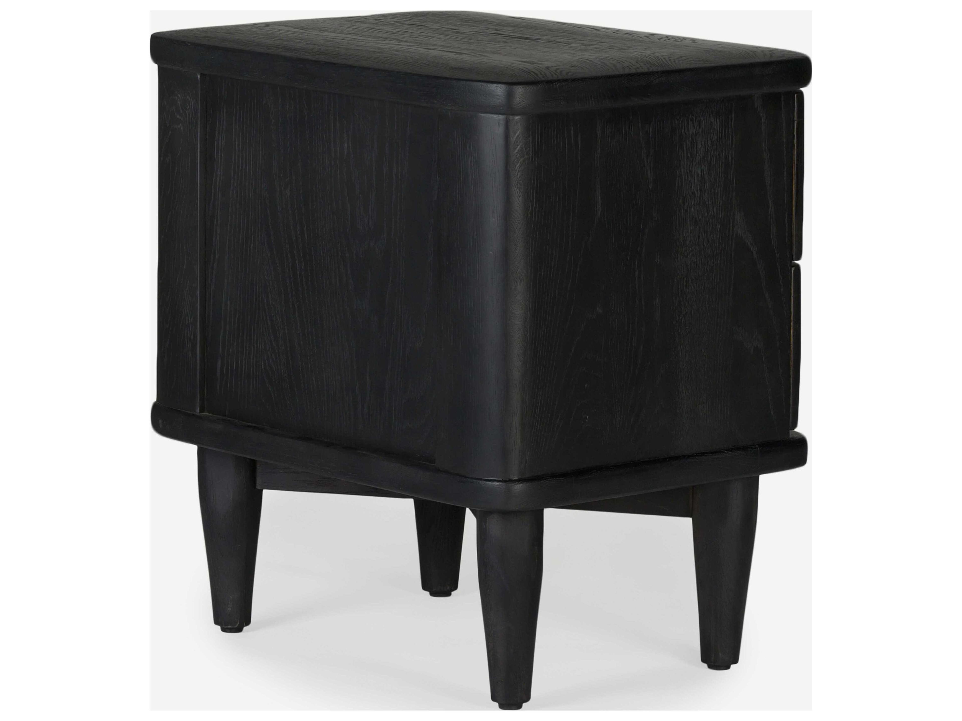 Union Home Daniel 2-Drawers Black Oak Wood Nightstand