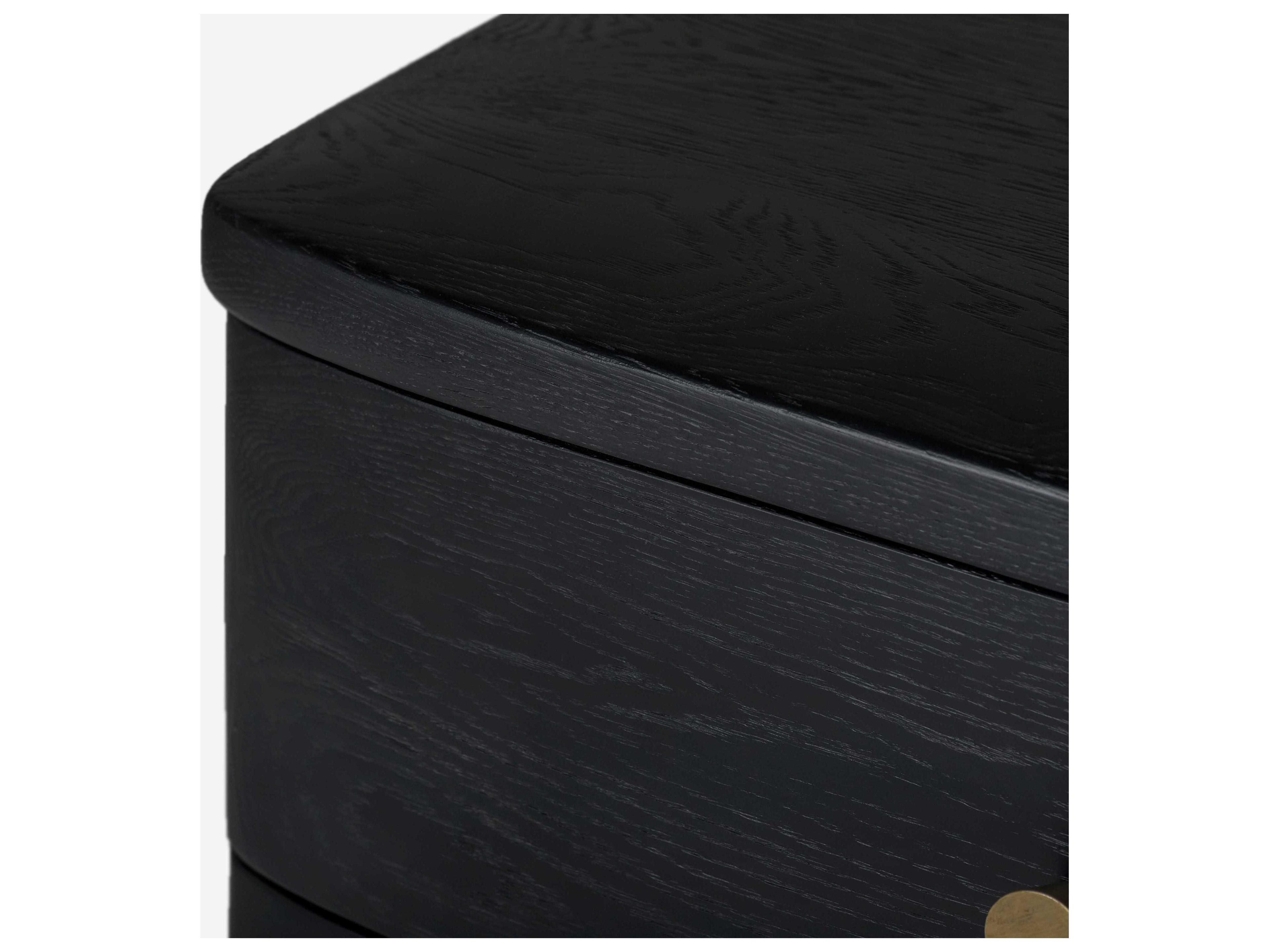 Union Home Daniel 2-Drawers Black Oak Wood Nightstand
