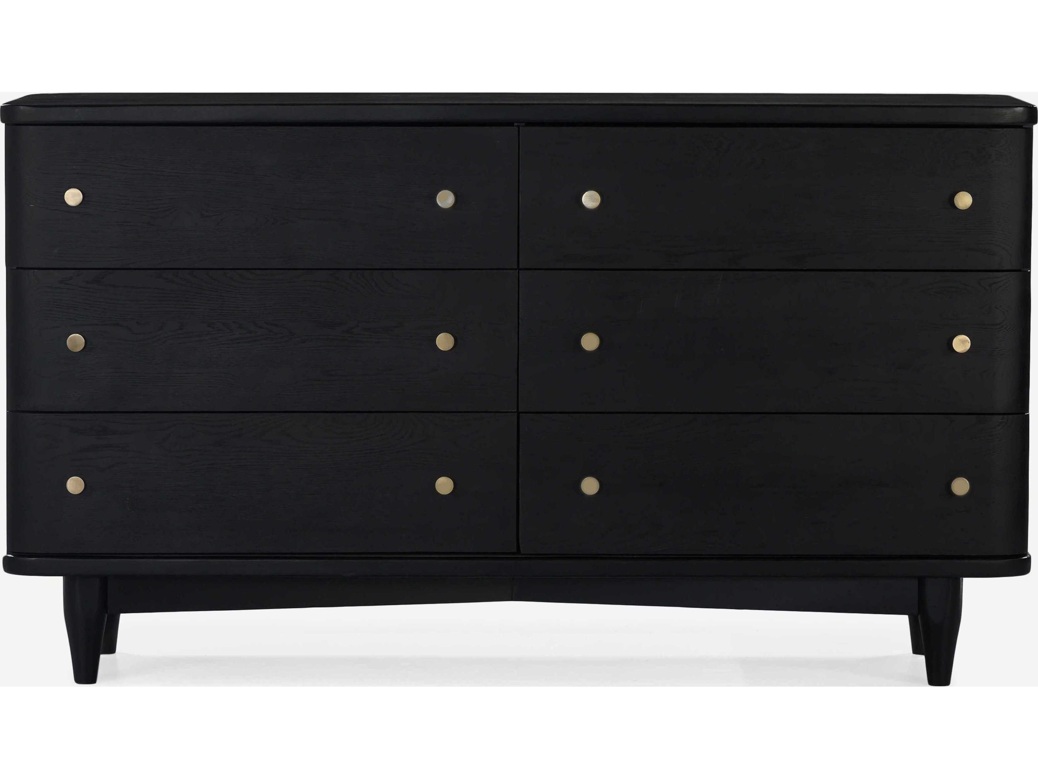 Union Home Daniel 6-Drawers Black Oak Wood Double Dresser