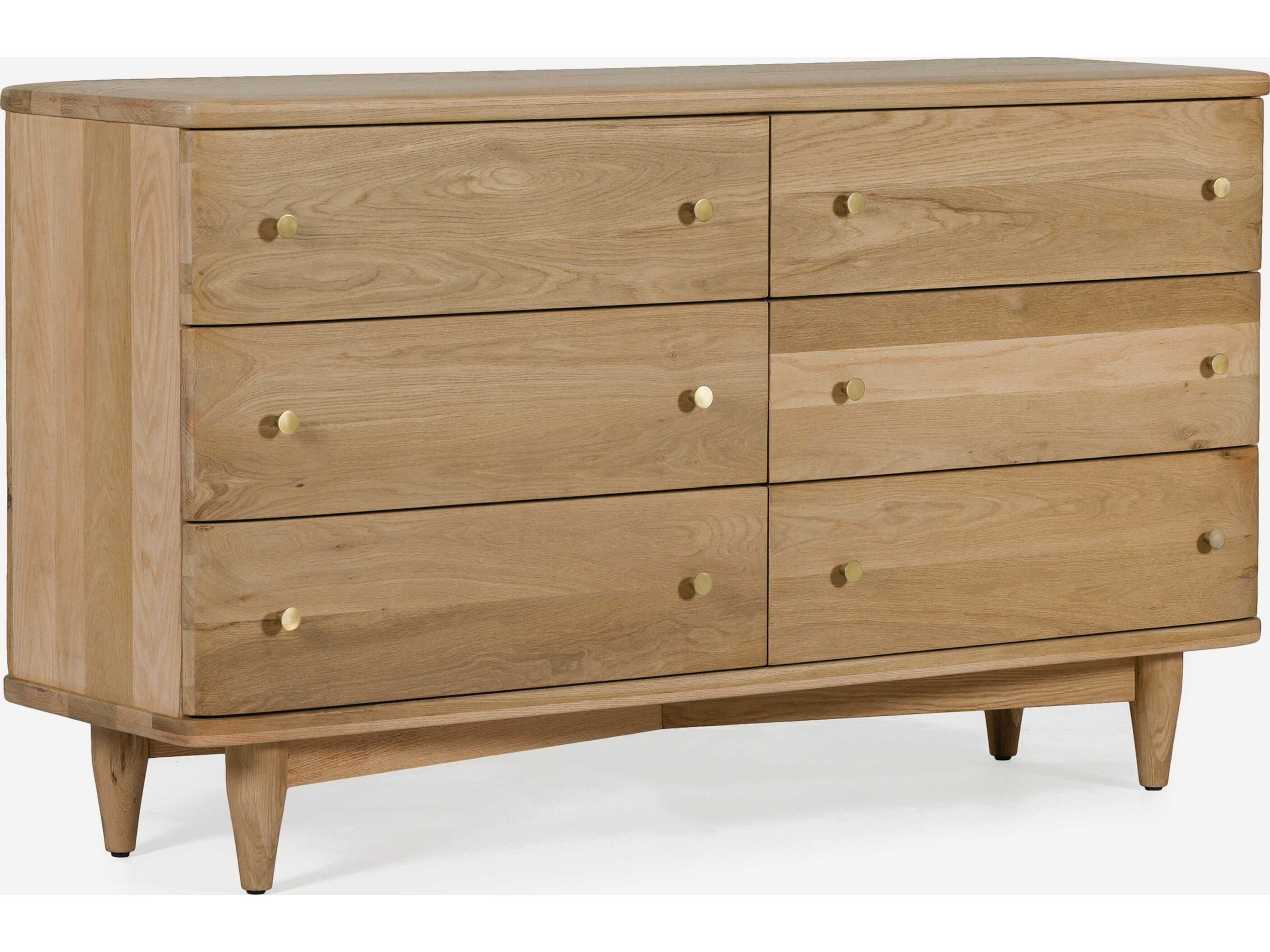 Union Home Daniel 6-Drawers Oak Wood Double Dresser