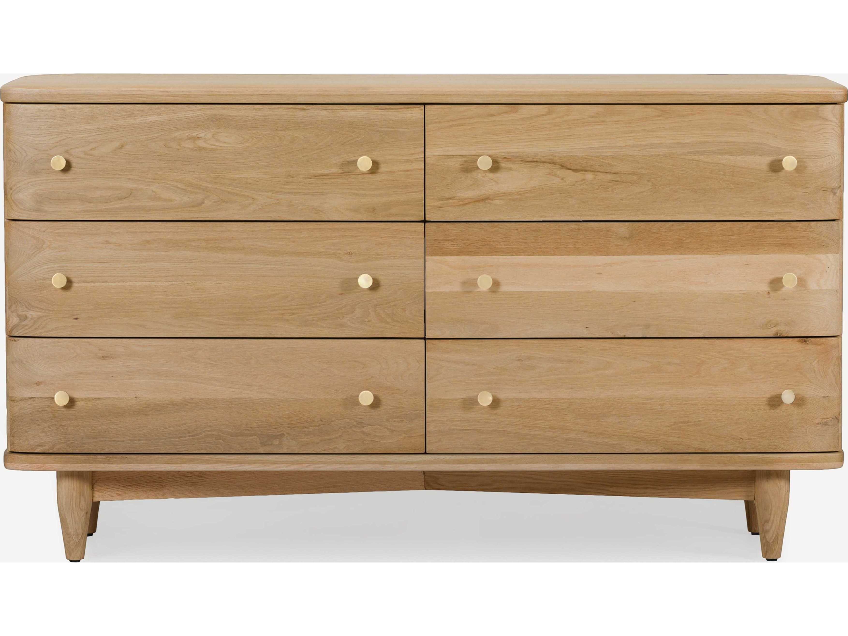 Union Home Daniel 6-Drawers Oak Wood Double Dresser