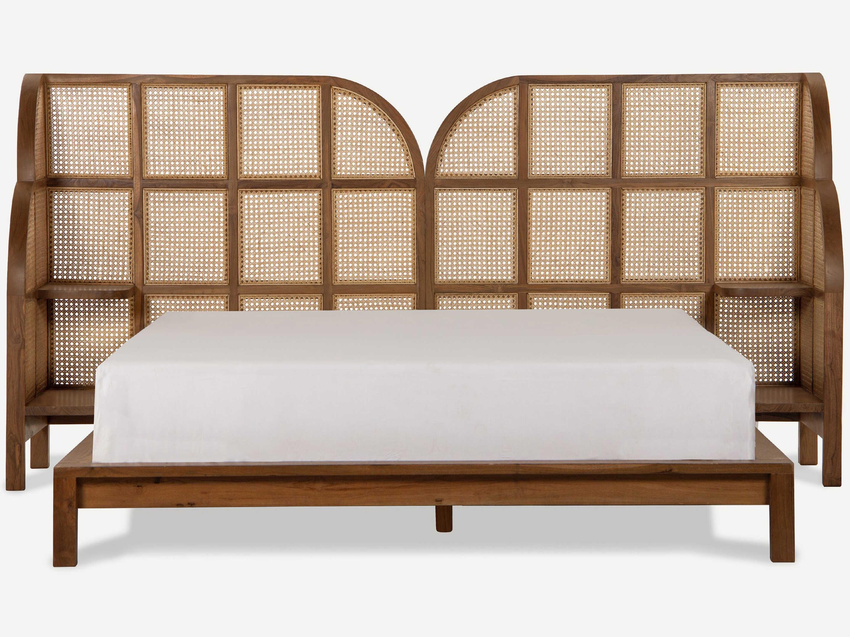 Union Home Nest Porto Natural Teak Wood Panel Bed