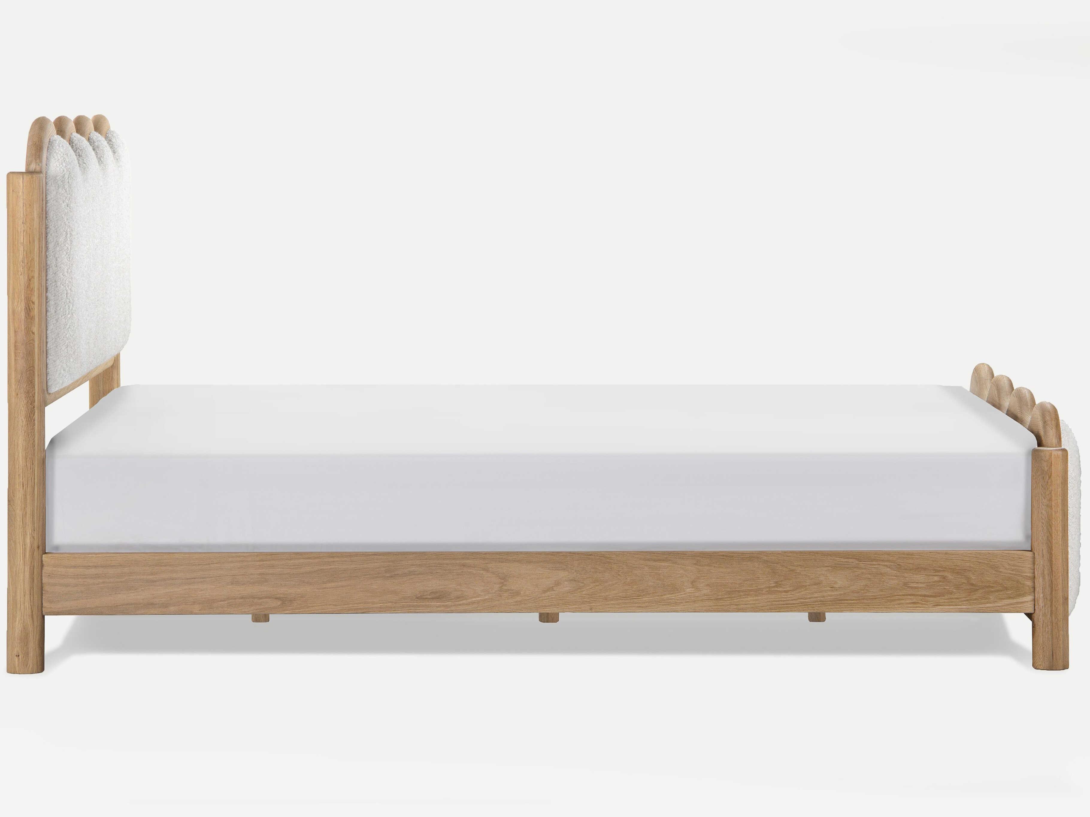 Union Home Swirl Natural Oak Wood Upholstered Queen Panel Bed