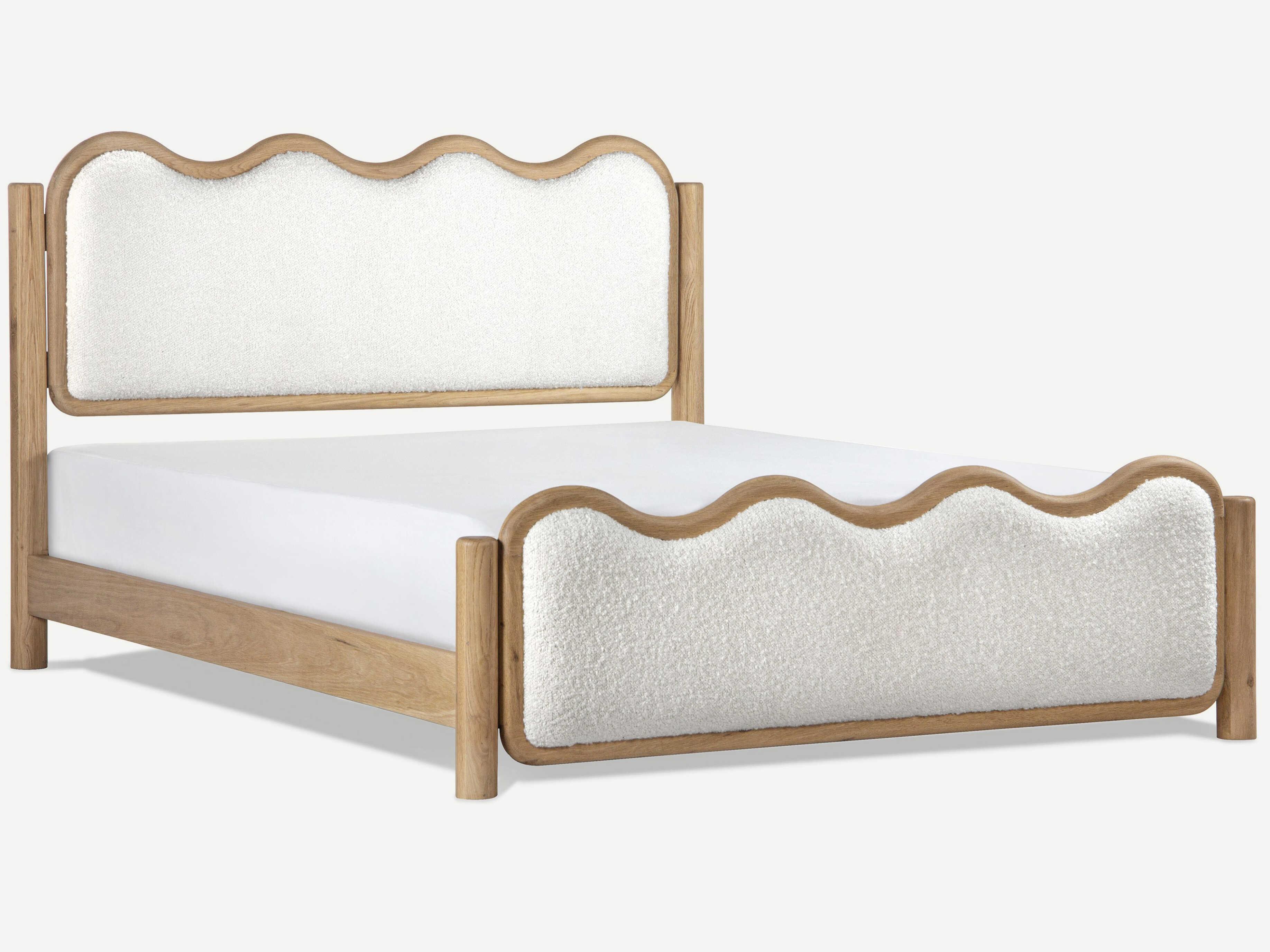 Union Home Swirl Natural Oak Wood Upholstered King Panel Bed