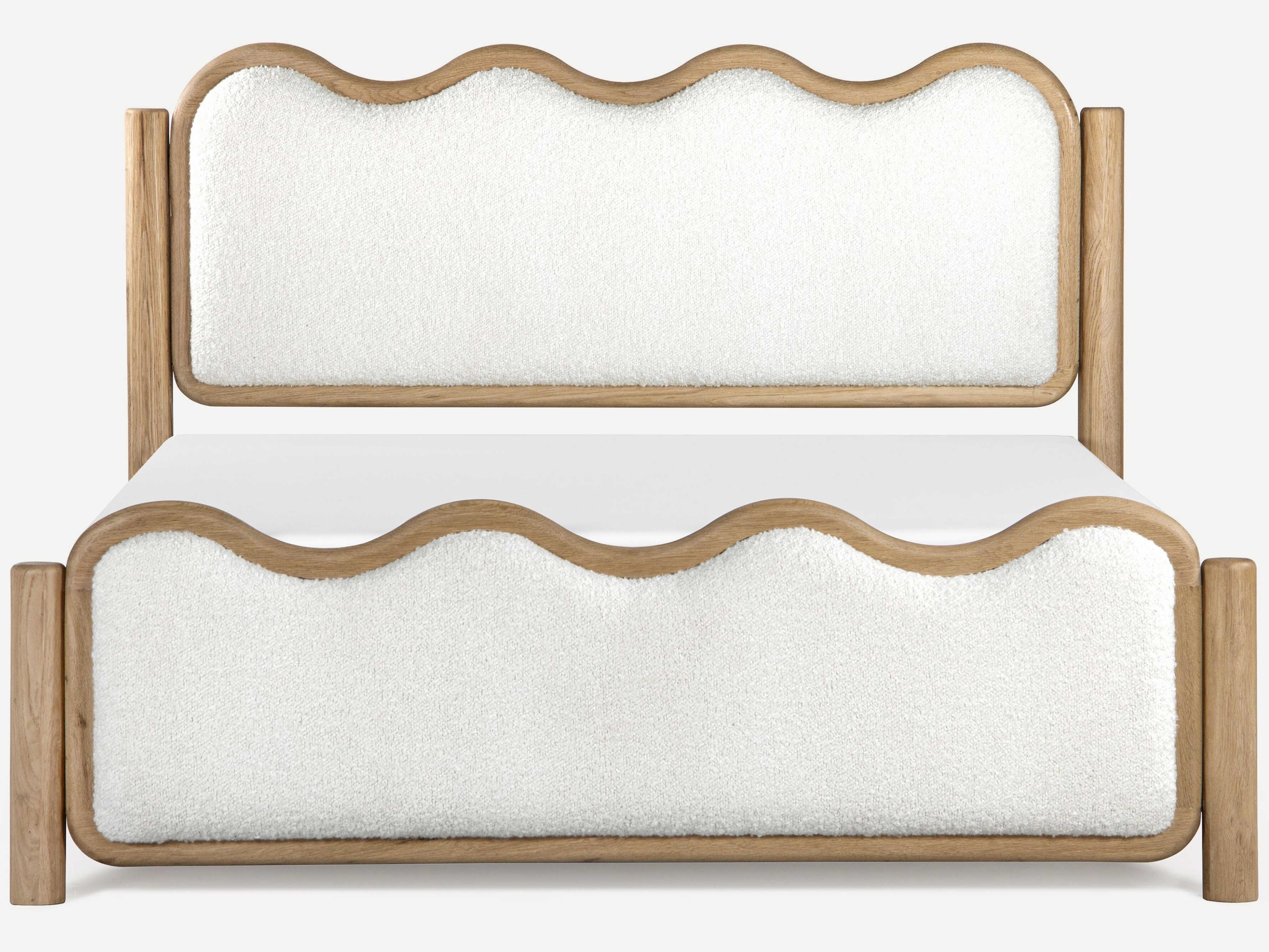 Union Home Swirl Natural Oak Wood Upholstered King Panel Bed