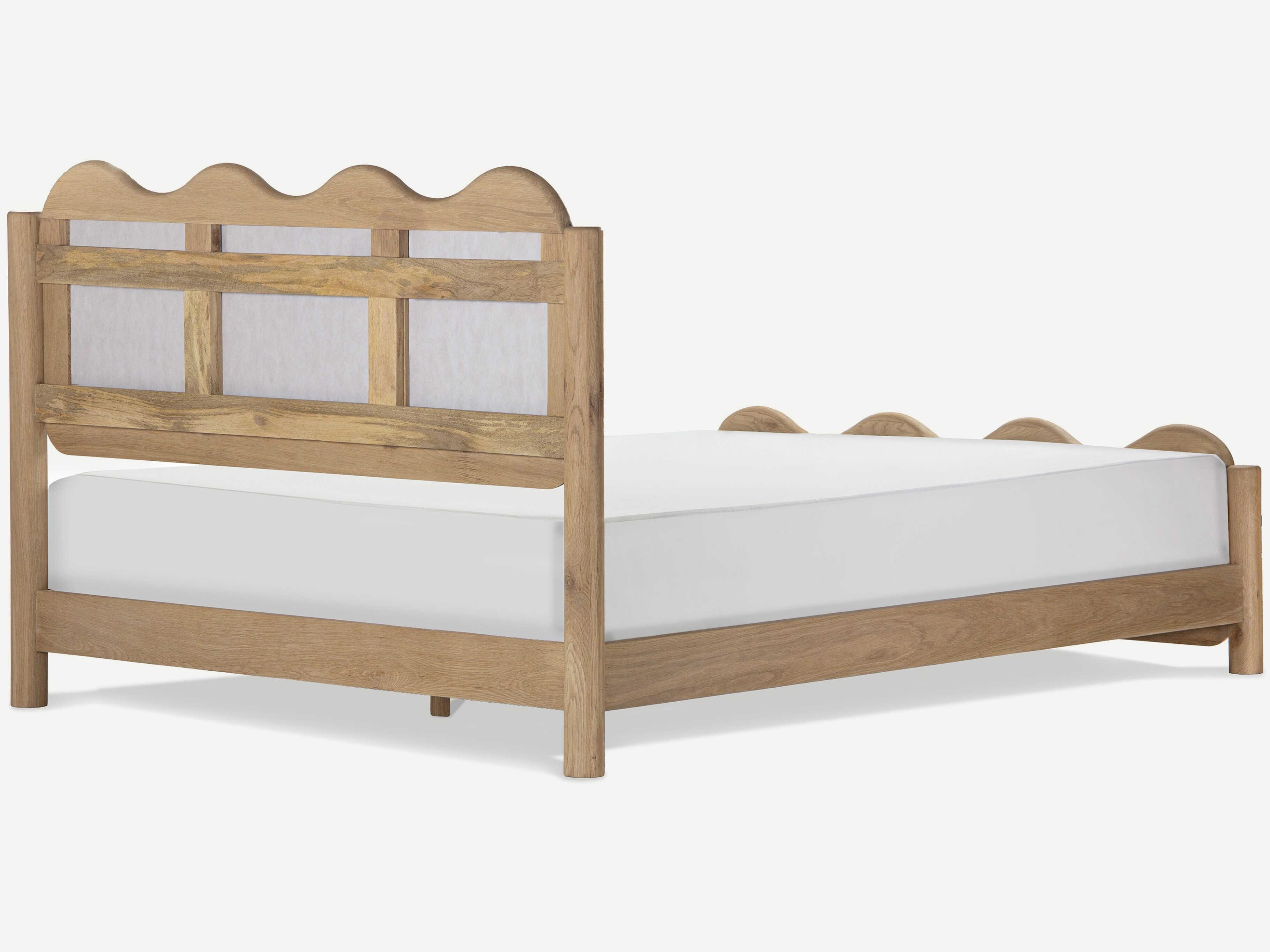 Union Home Swirl Natural Oak Wood Upholstered King Panel Bed