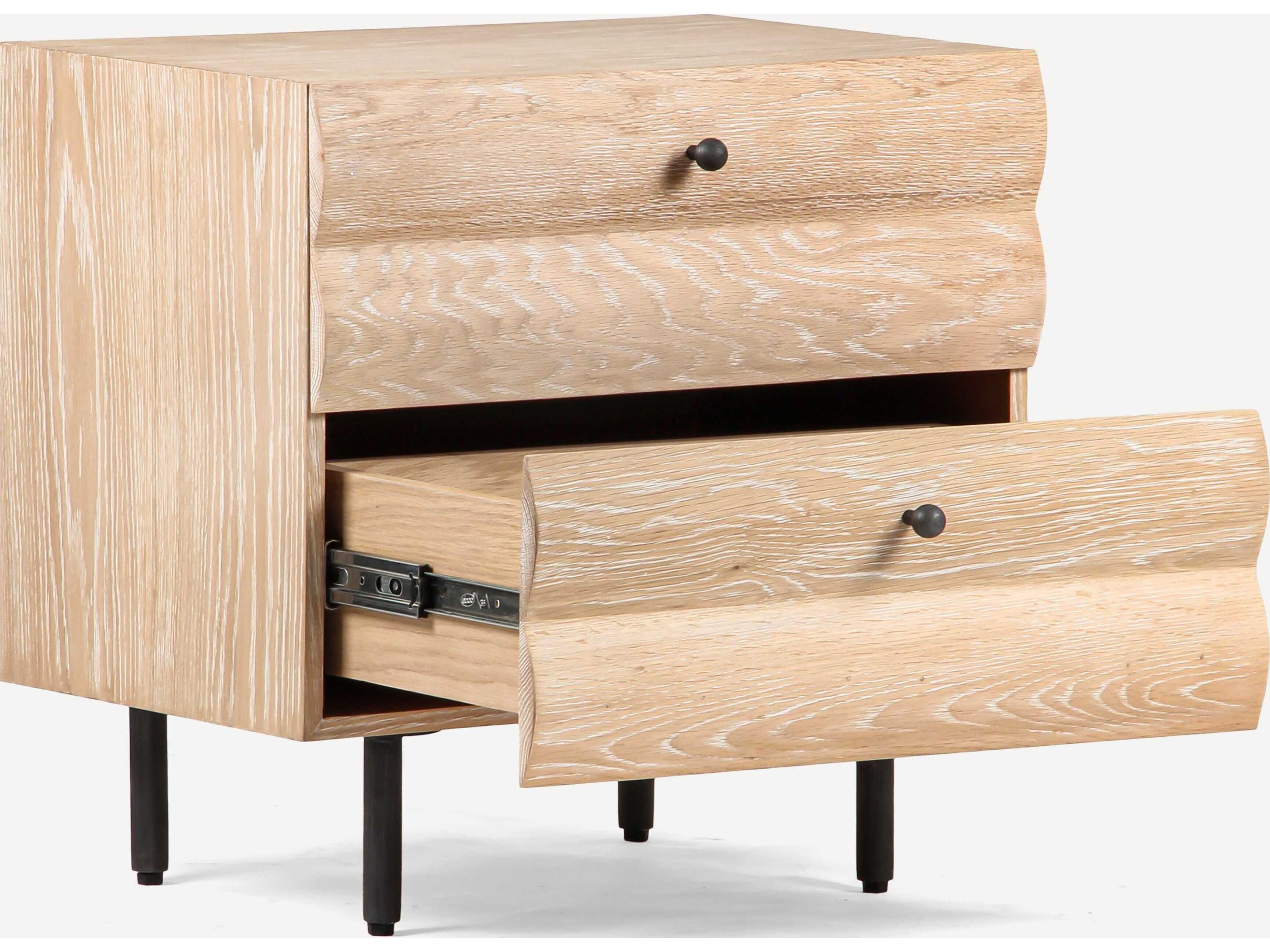 Union Home Estelle 2-Drawers Oak Wood Nightstand