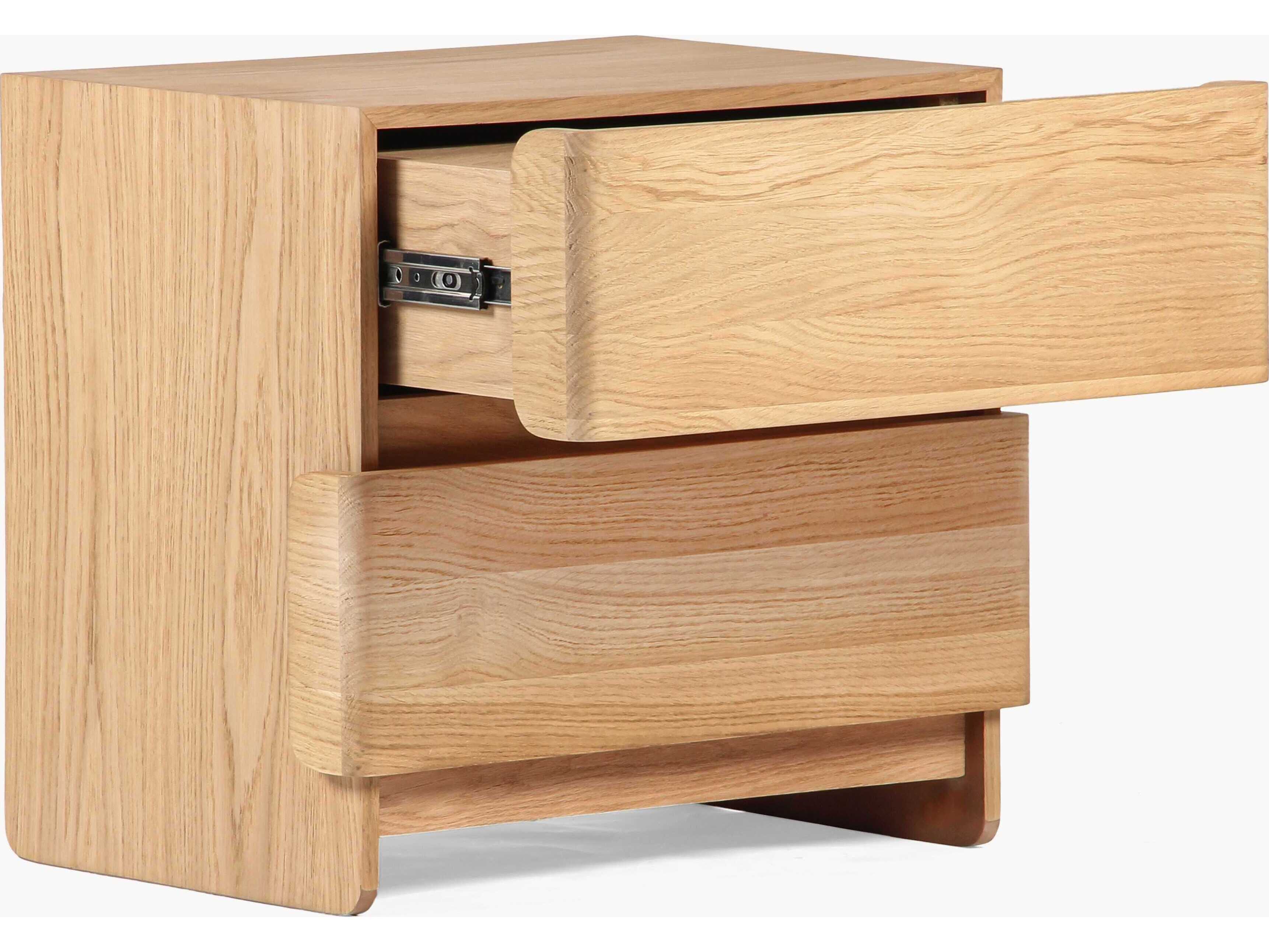Union Home Overton 2-Drawers Oak Wood Nightstand