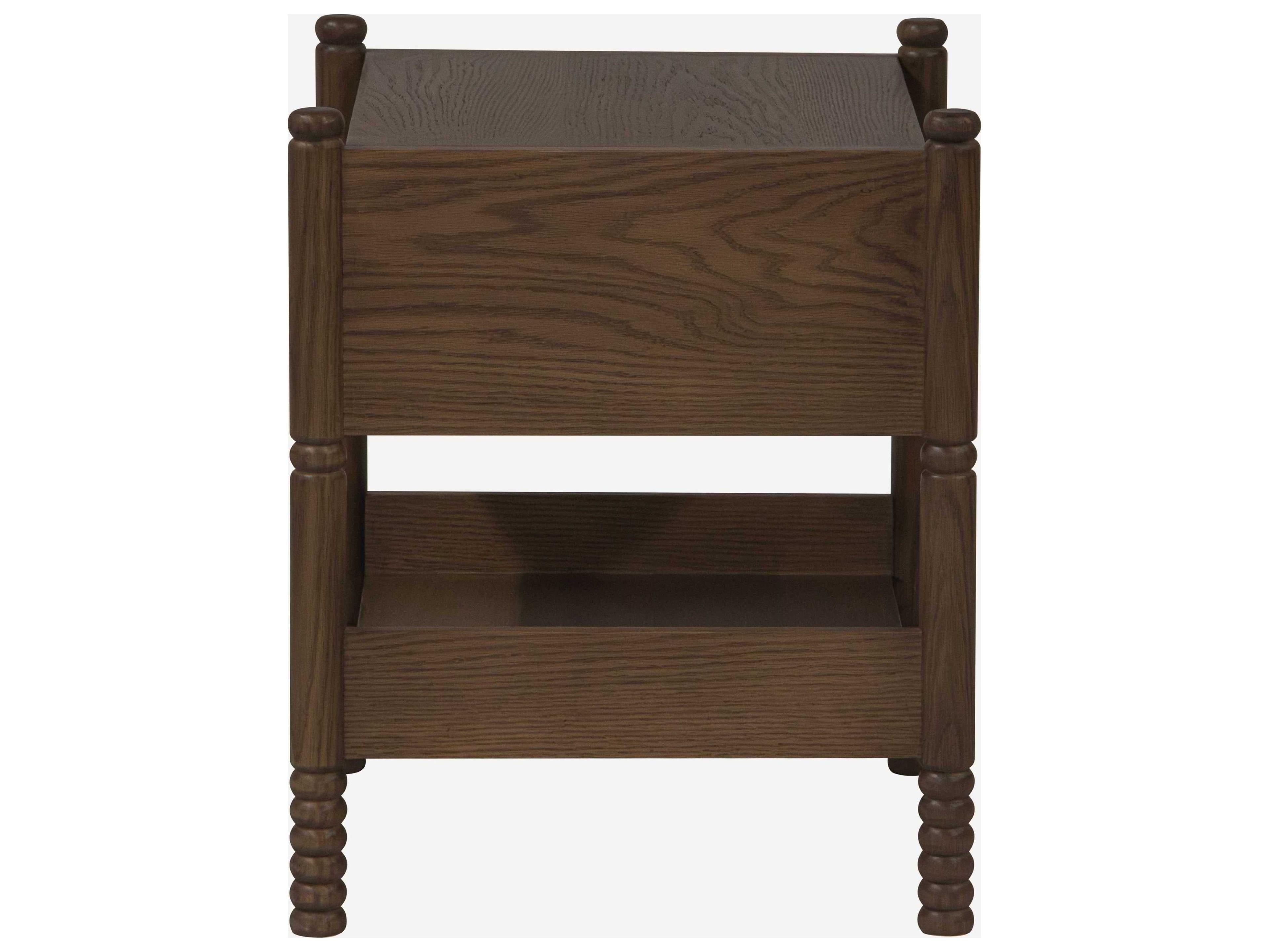 Union Home Molly 1-Drawer Brown Oak Wood Nightstand