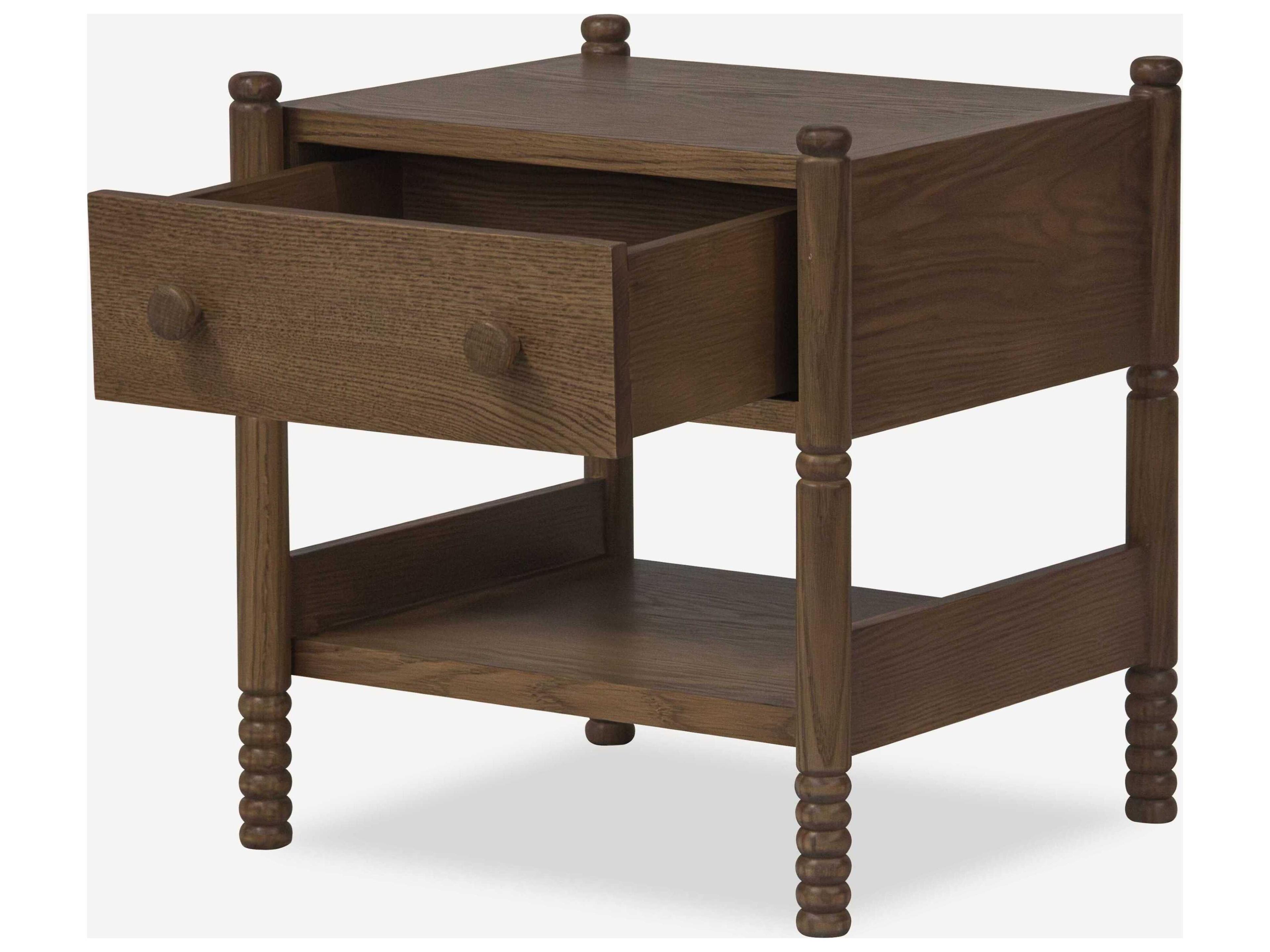 Union Home Molly 1-Drawer Brown Oak Wood Nightstand