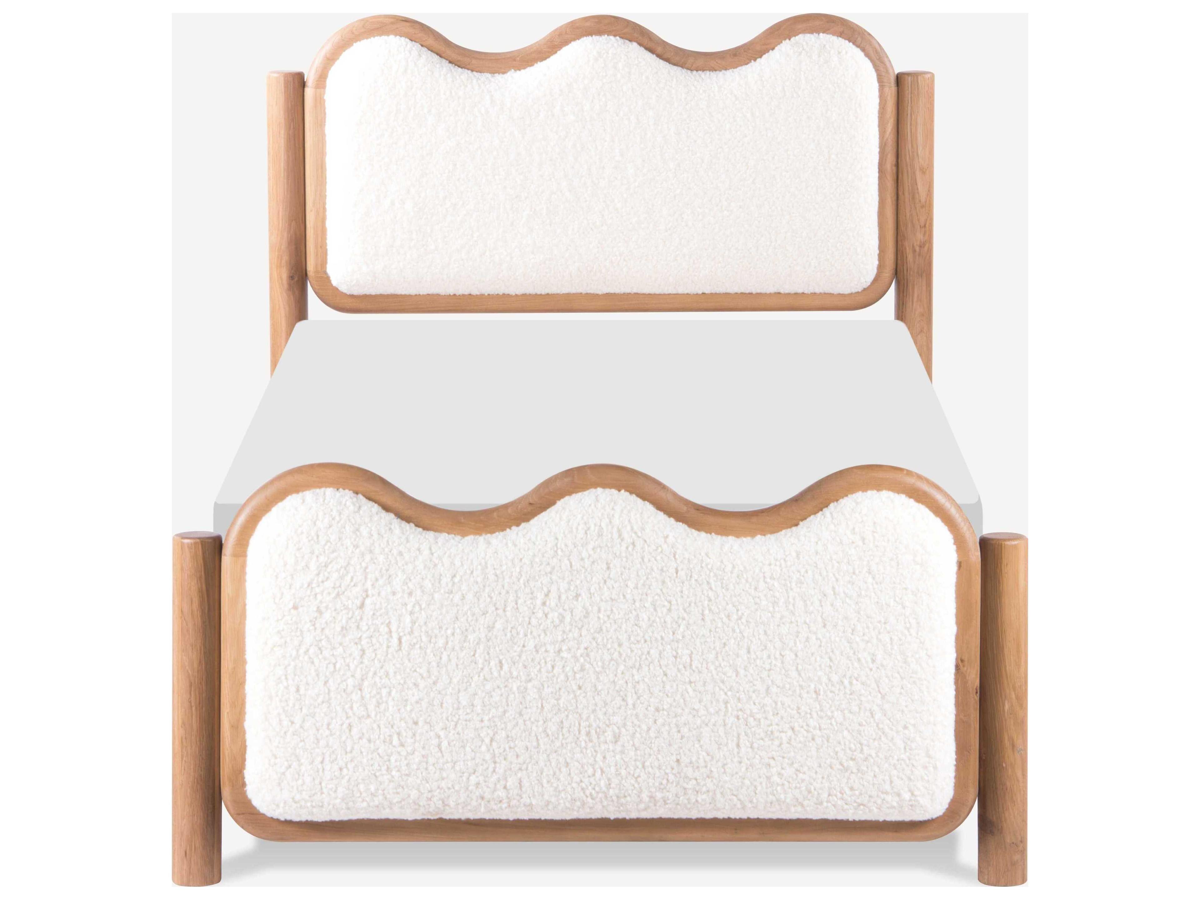 Union Home Swirl Natural Oak Wood Upholstered Twin Panel Bed