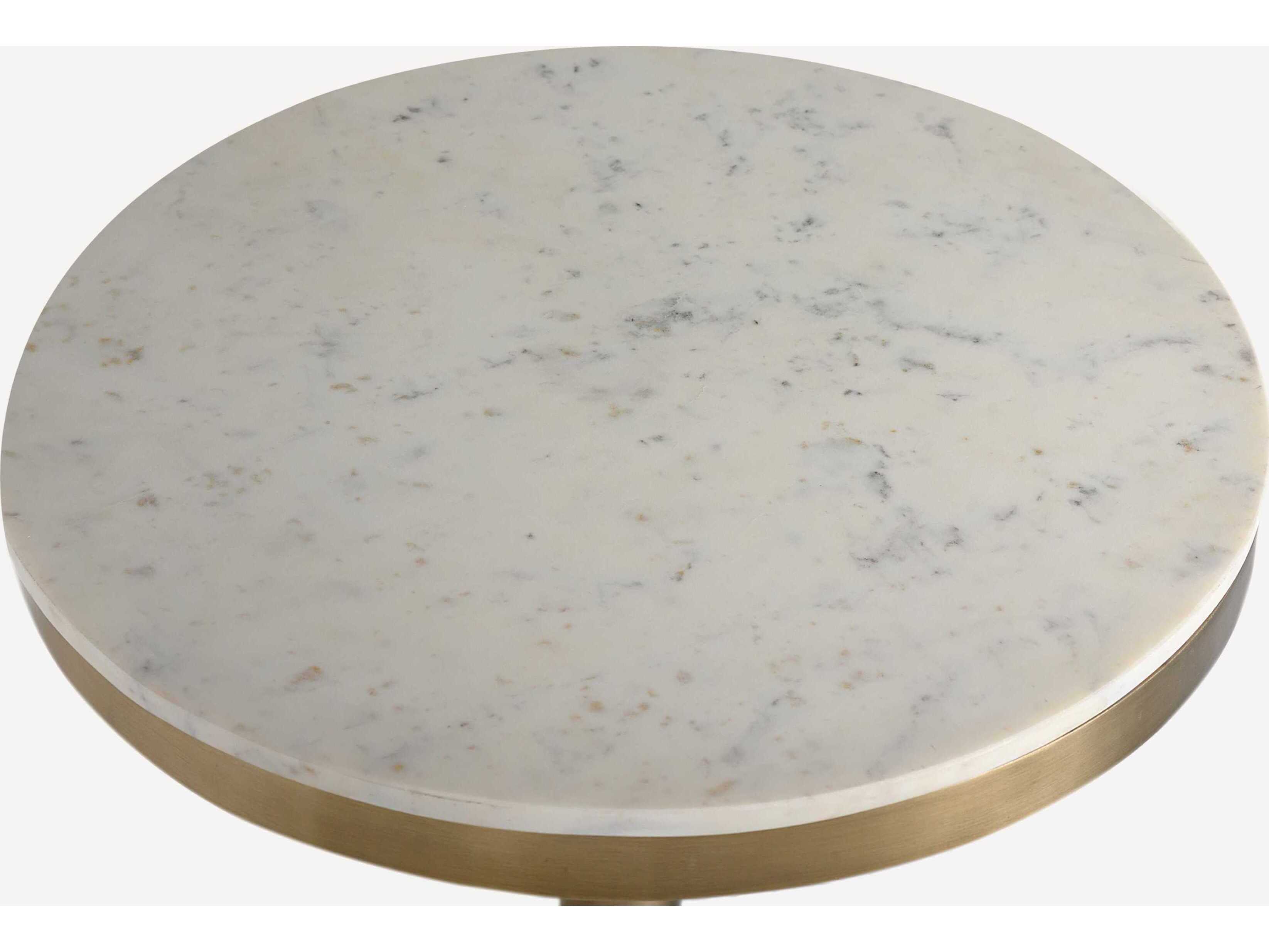 Union Home Shay Antique Brass Round Marble Bar Table