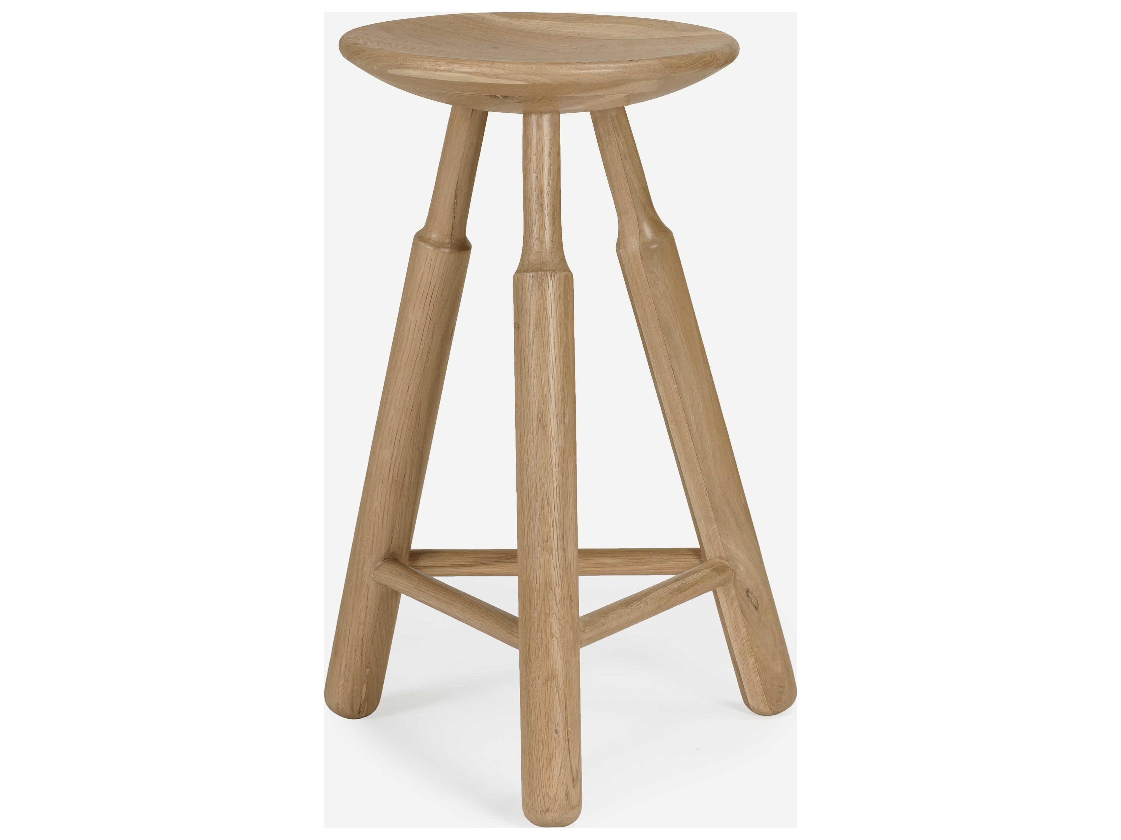 Union Home Dowel Natural Oak Wood Counter Stool