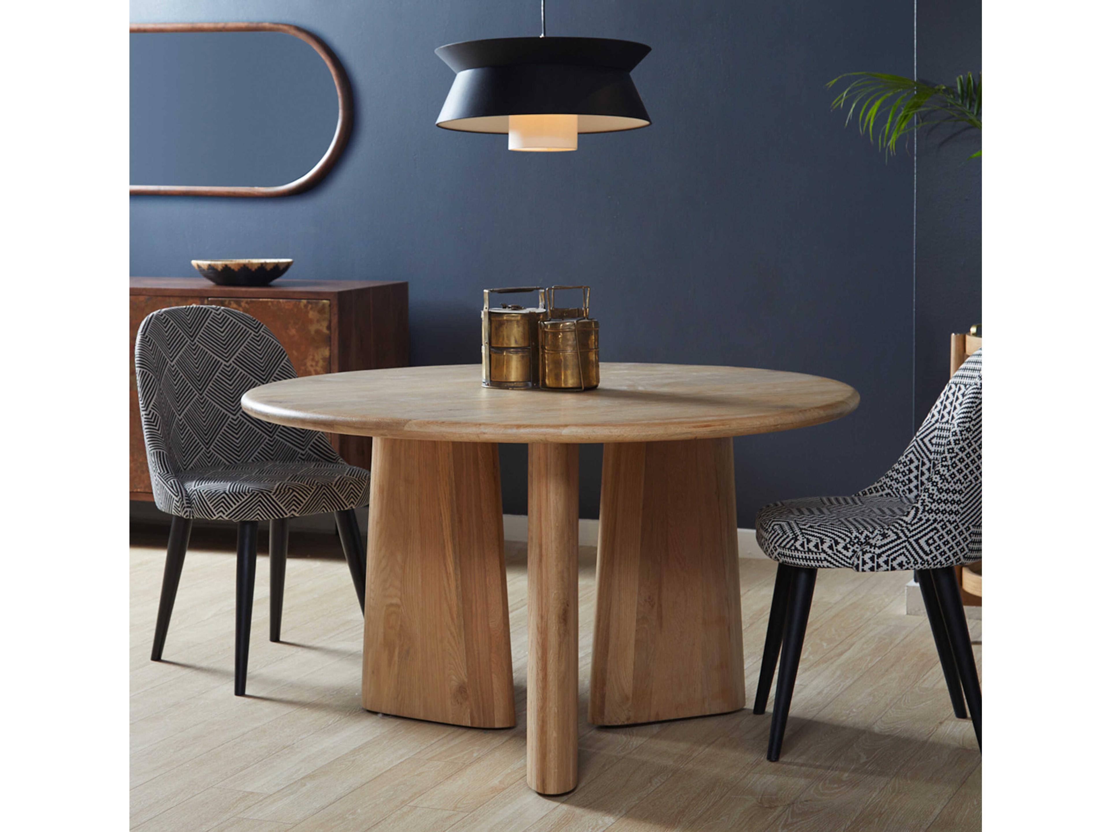 Union Home Laurel Round Wood Natural Dining Table