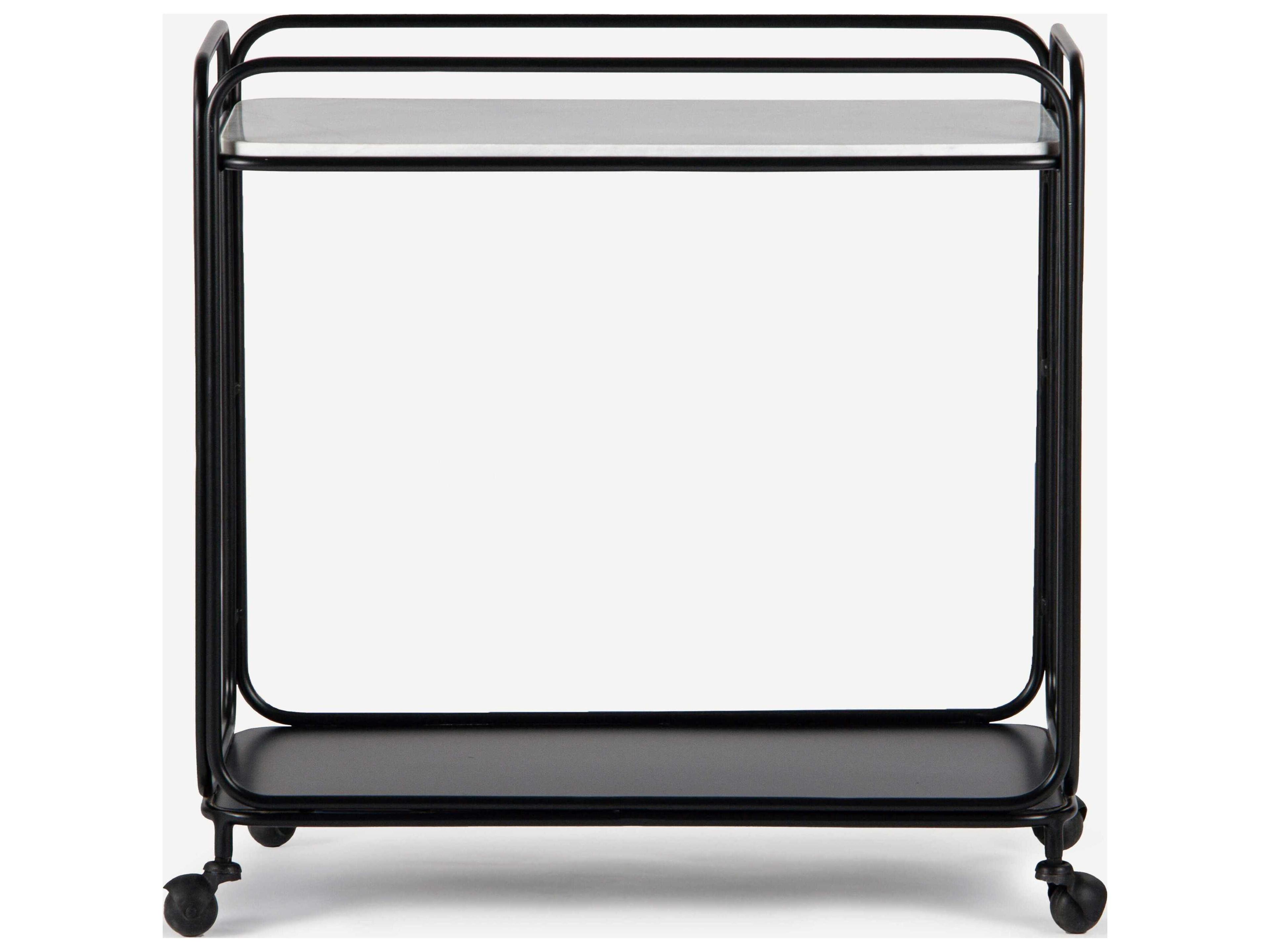 Union Home Radius Marble Black Powder Coat Bar Cart