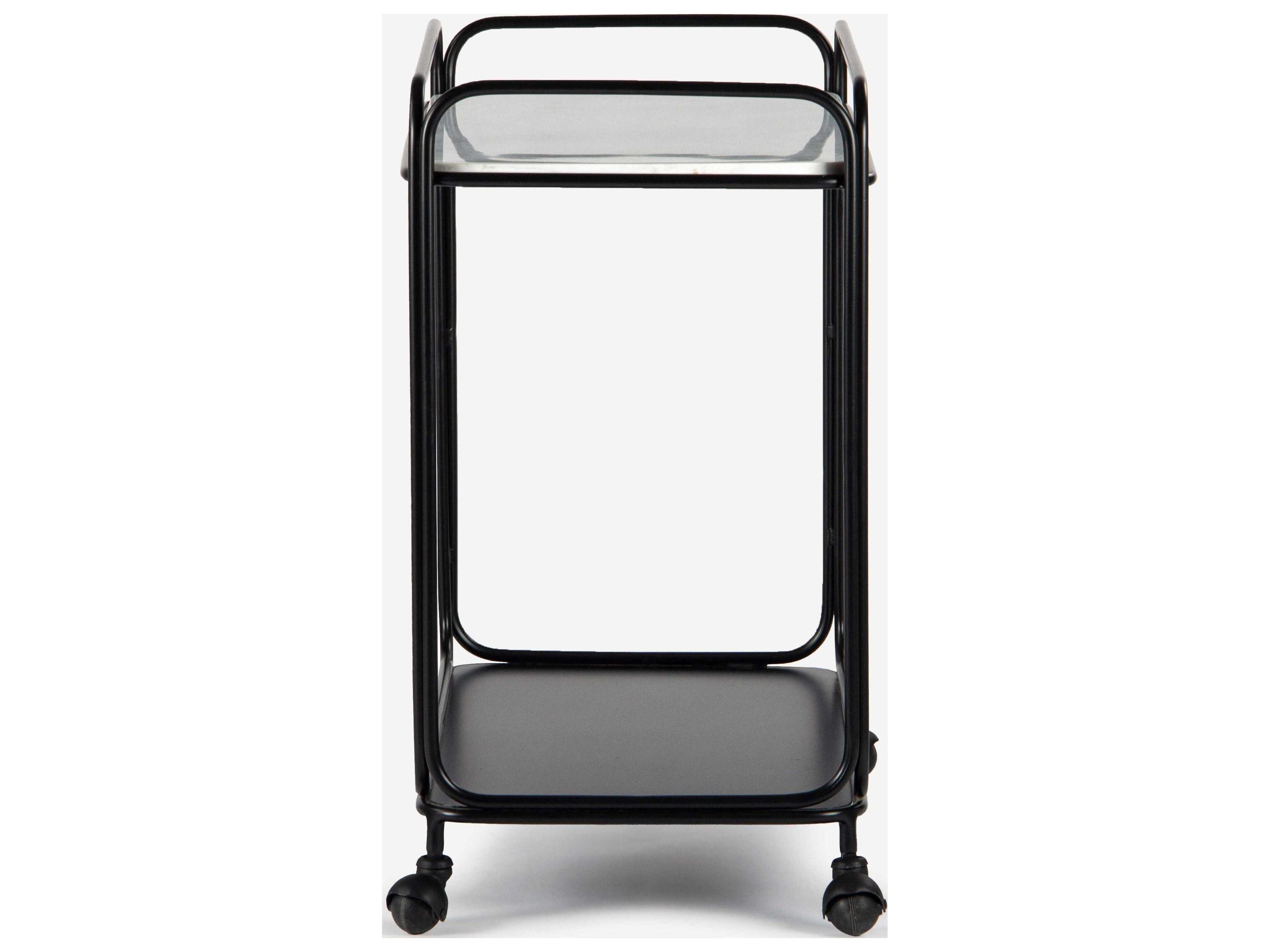 Union Home Radius Marble Black Powder Coat Bar Cart