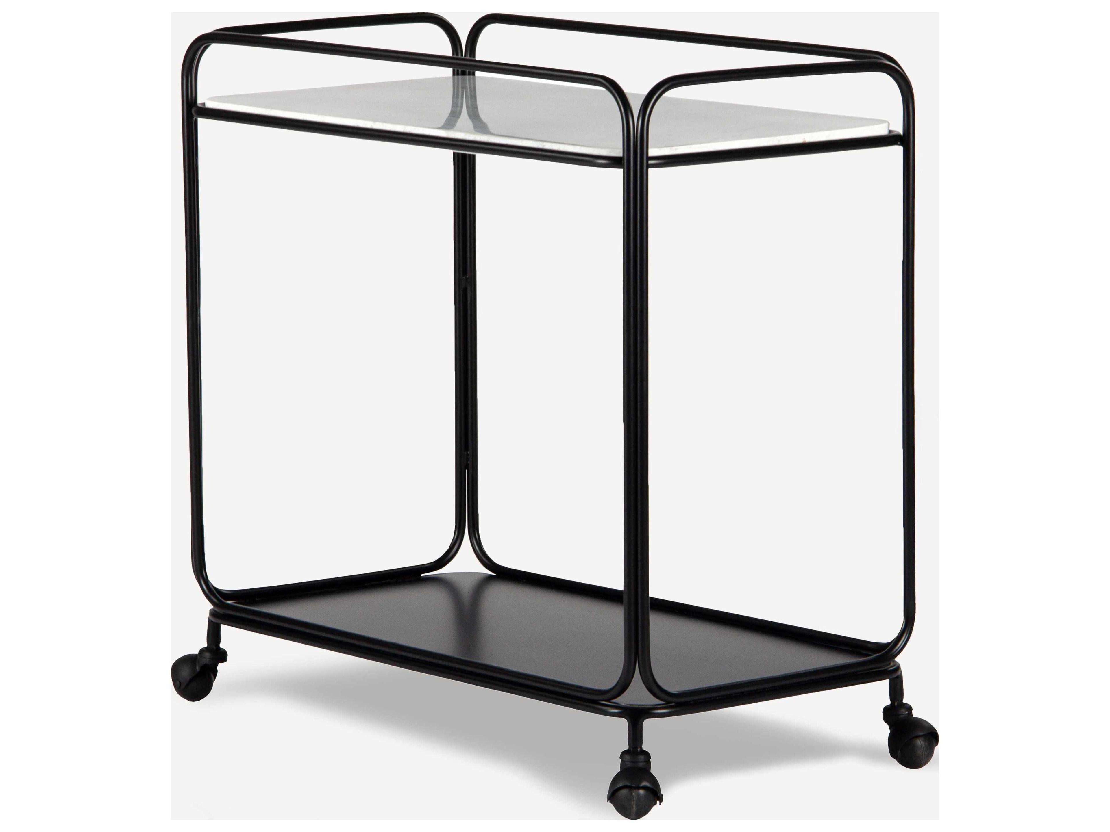 Union Home Radius Marble Black Powder Coat Bar Cart
