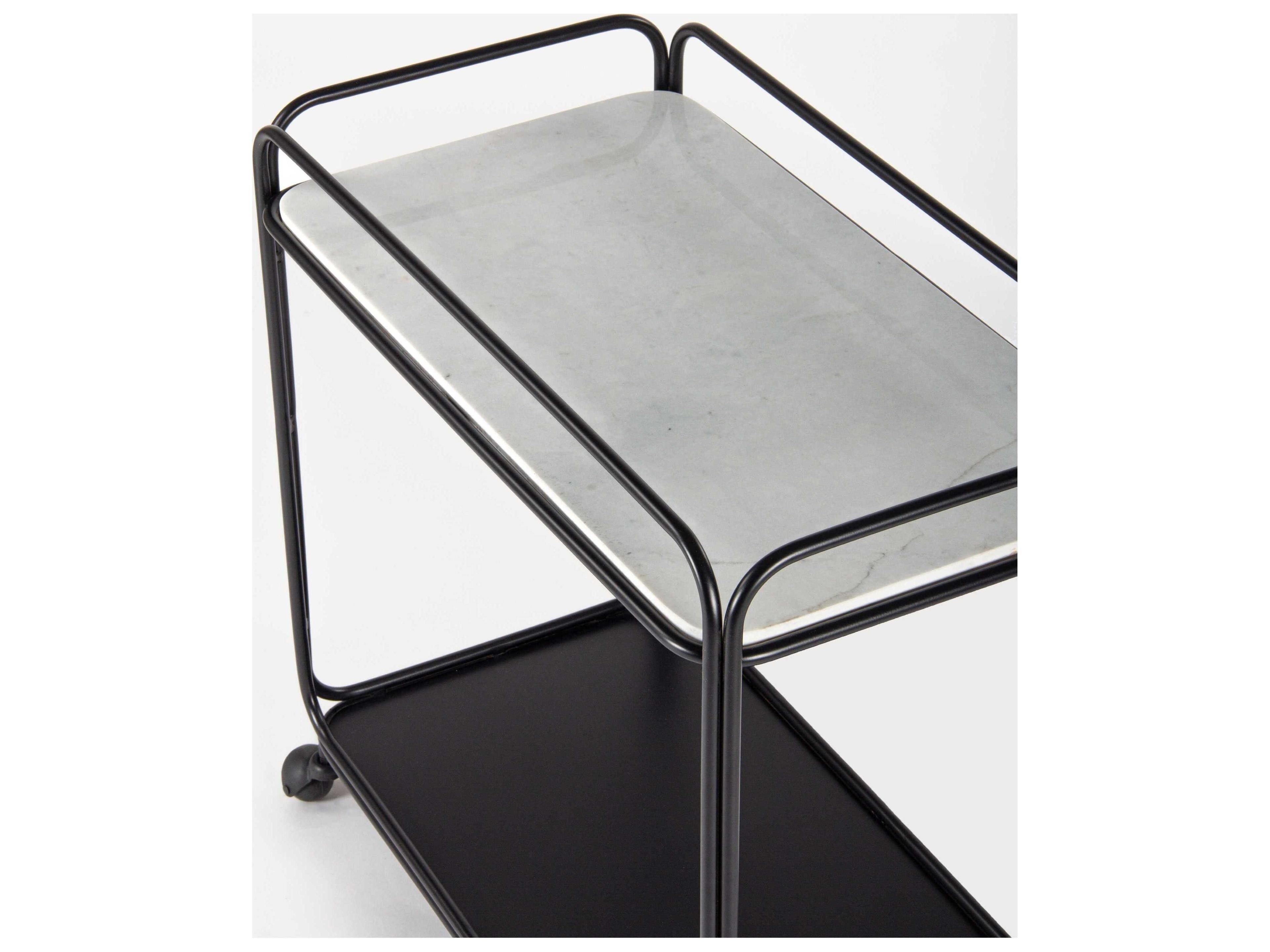 Union Home Radius Marble Black Powder Coat Bar Cart