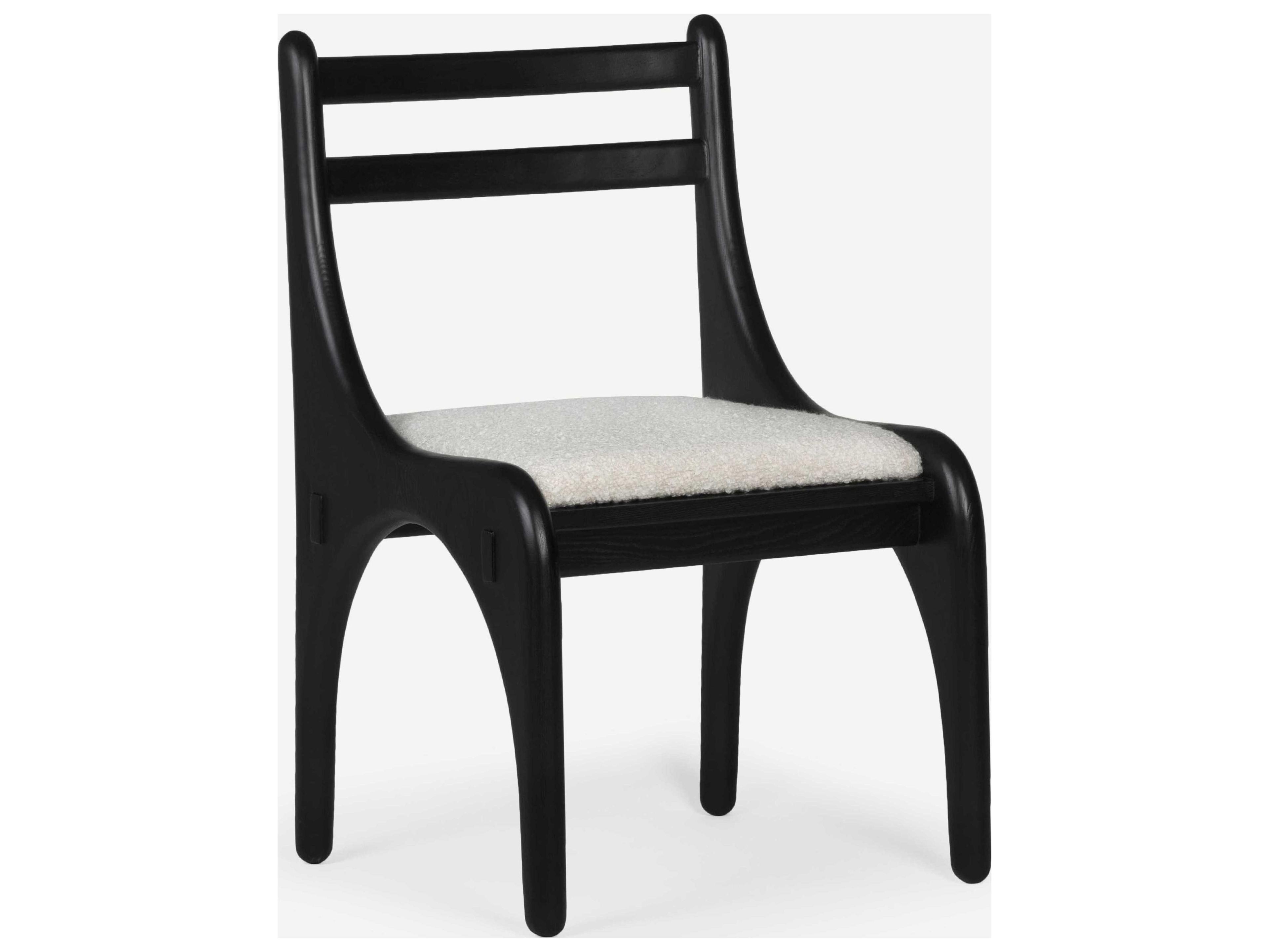 Union Home Luna Oak Wood Black Upholstered Armless Dining Chair