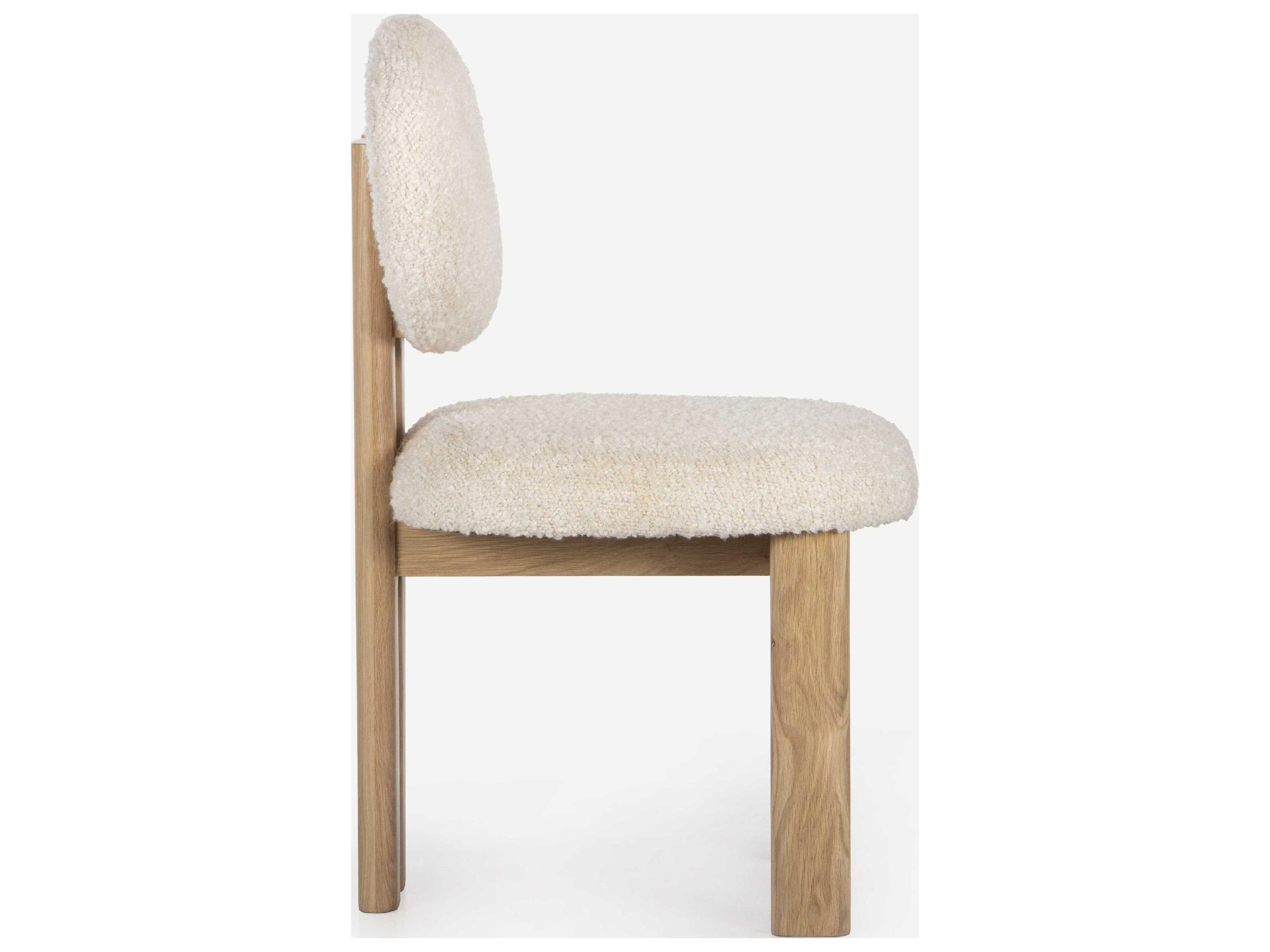 Union Home Colton Oak Wood White Upholstered Armless Dining Chair