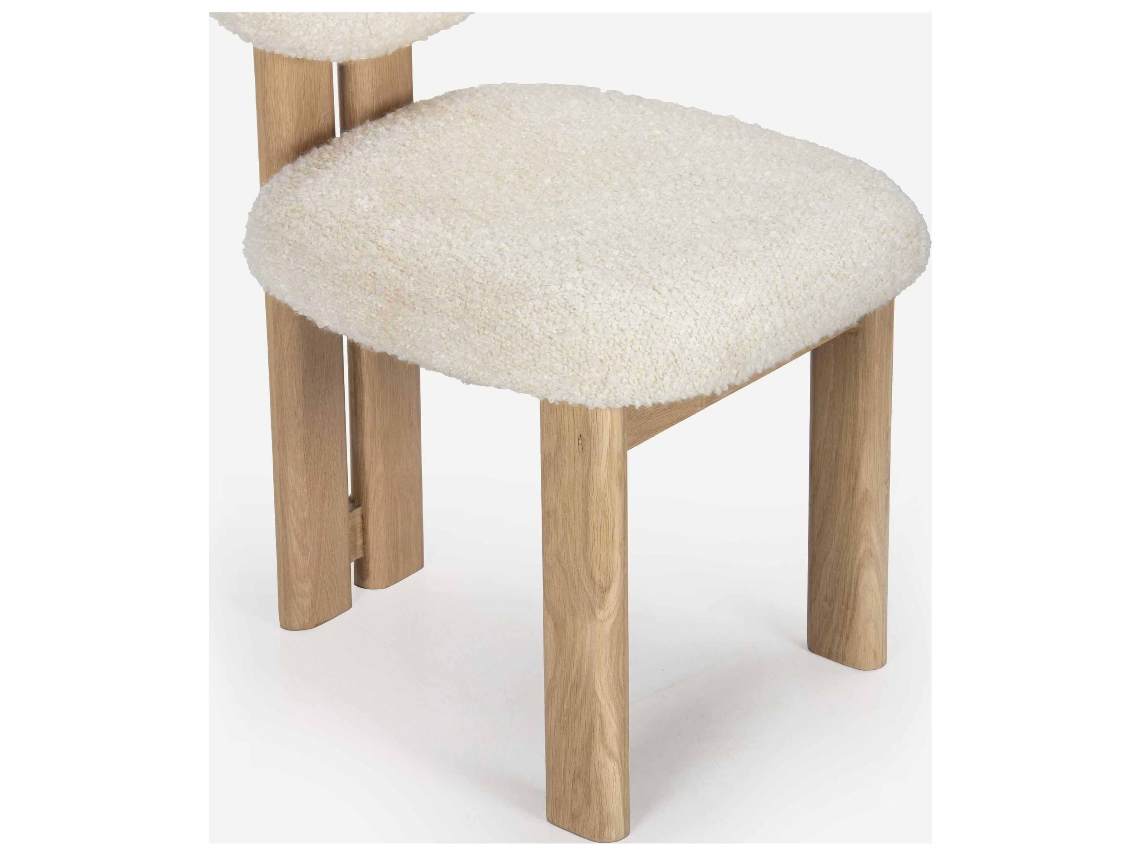 Union Home Colton Oak Wood White Upholstered Armless Dining Chair