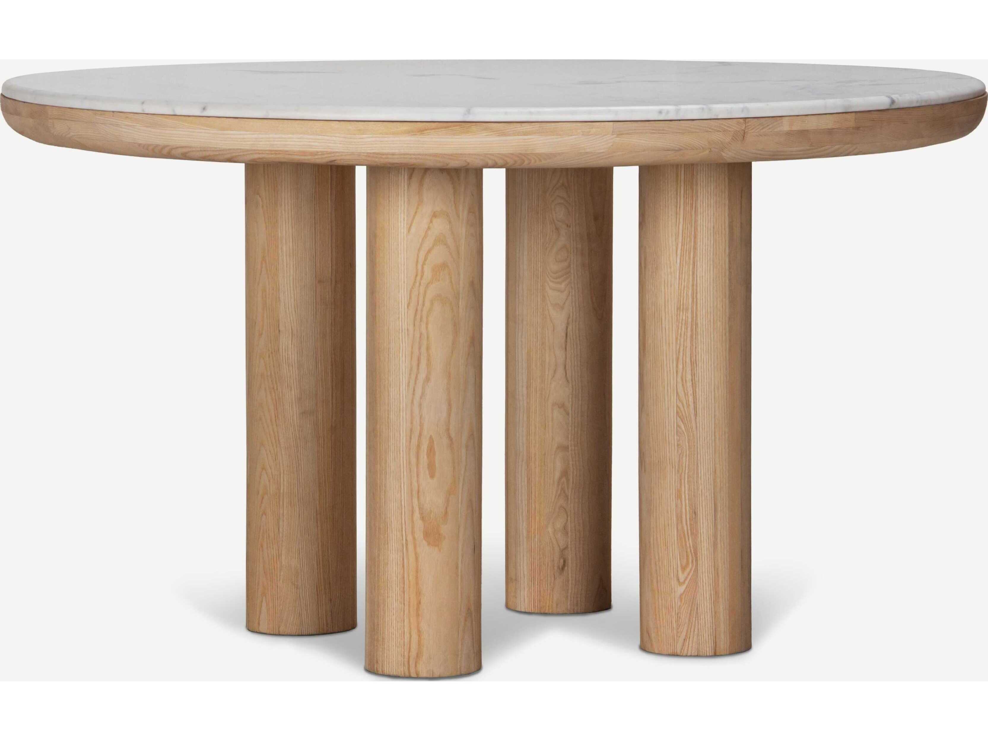 Union Home Pillar Round Marble Calm Nature Dining Table