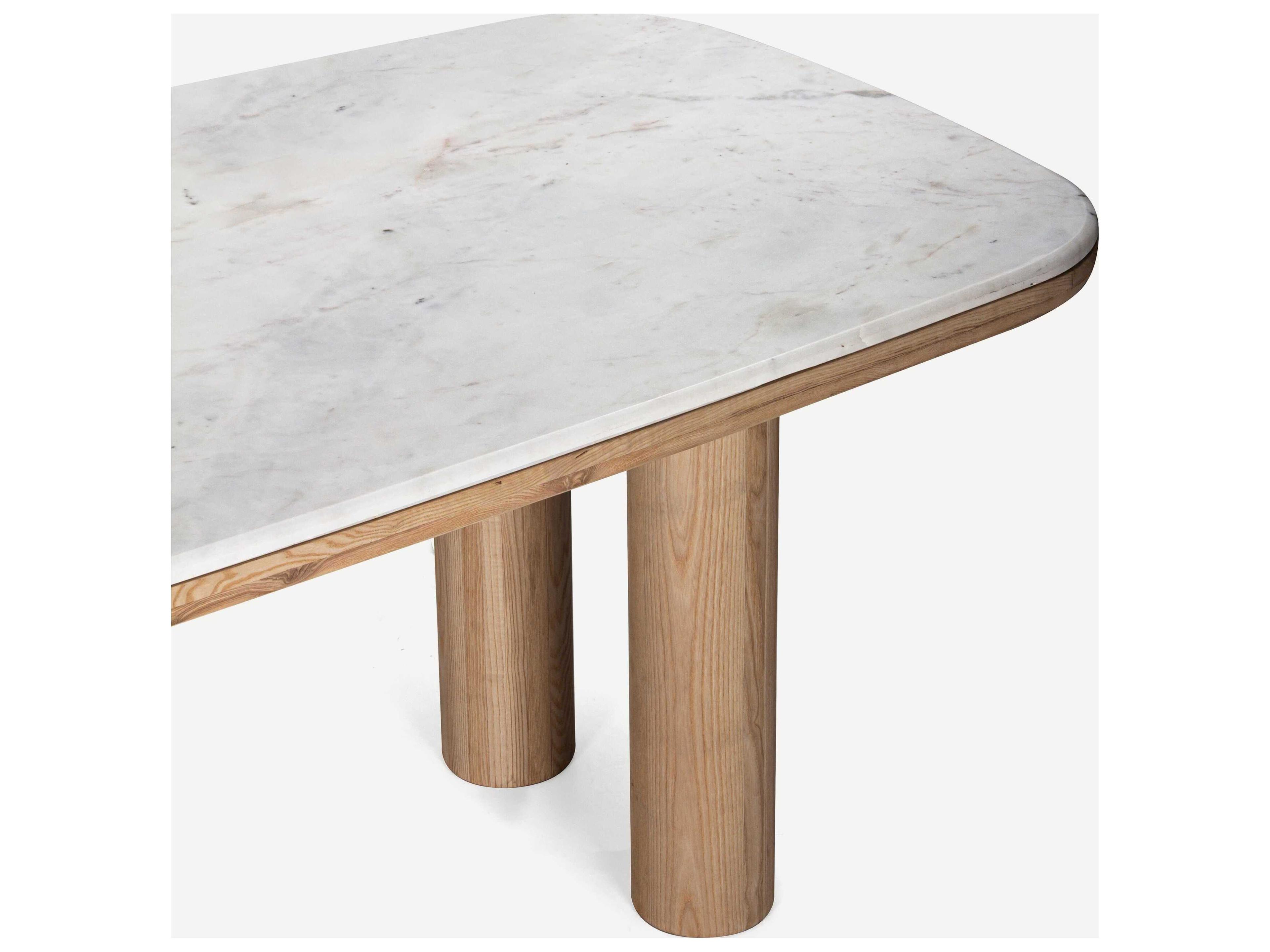 Union Home Pillar Rectangular Marble Calm Nature Dining Table