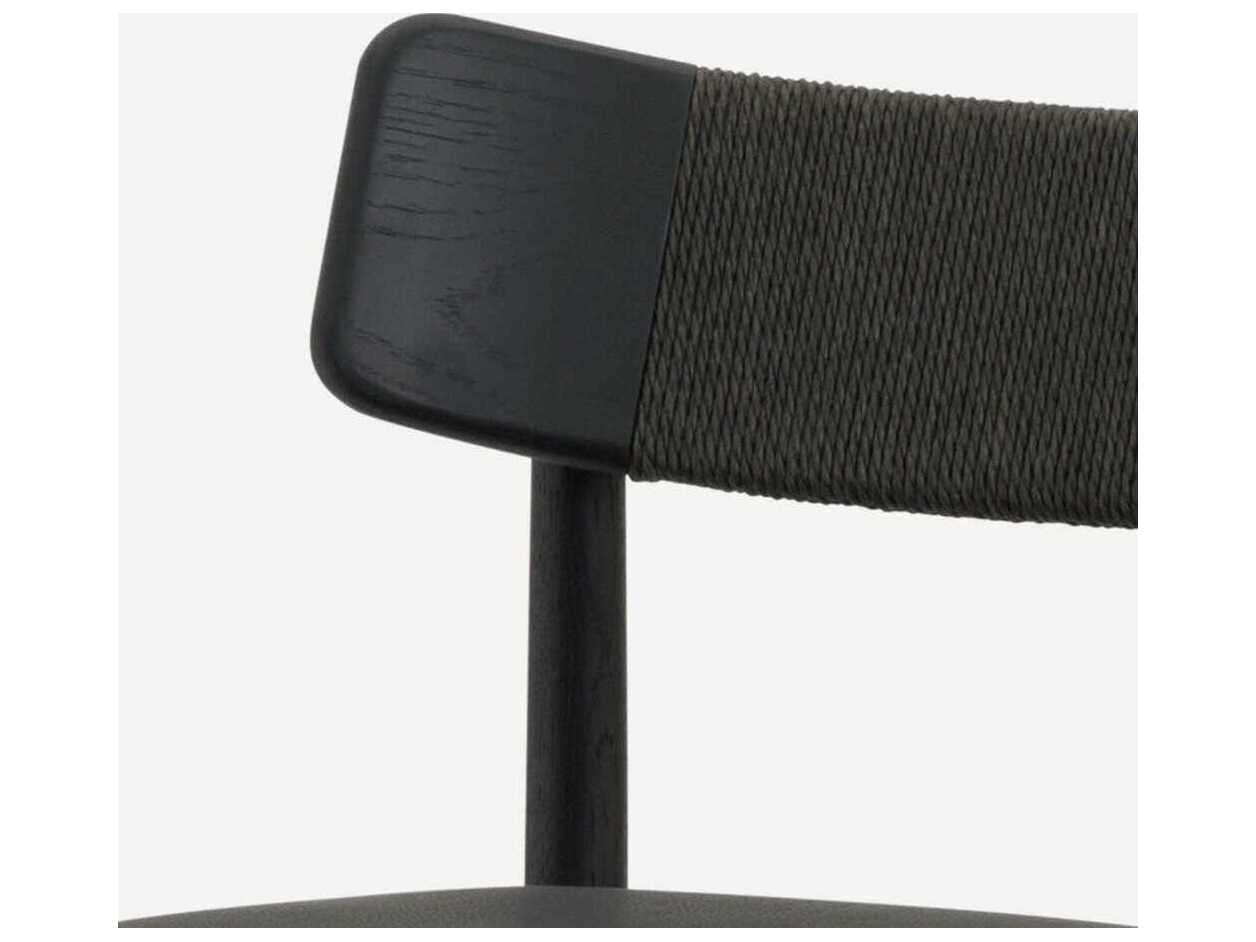 Union Home Converse Charcoal Black Leather Oak Wood Counter Stool